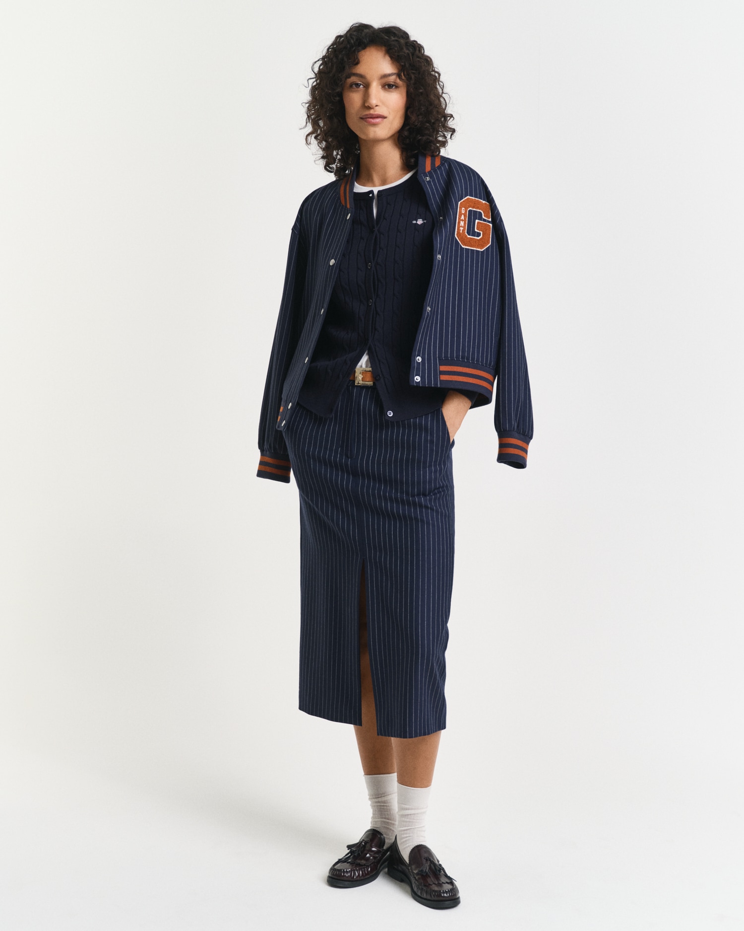 Gant Cardigan »STRETCH COTTON CABLE«, Zopfmuster, Slim Fit, Rundhals
