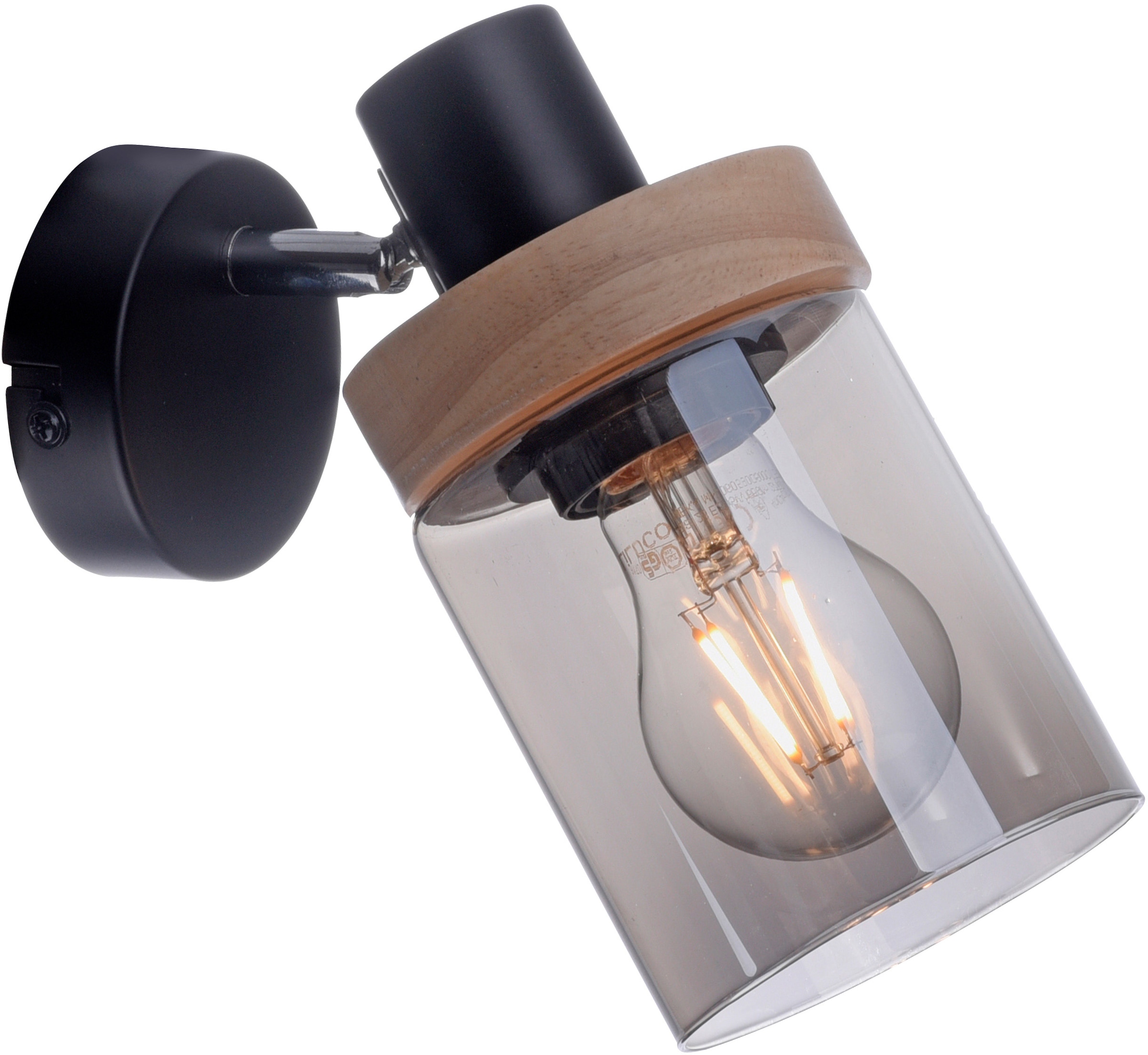 Home affaire Holz, kaufen Wandlampe, Jahren E27 online 1 3 | geeignet XXL mit Leuchtmittel - flammig-flammig, Rauchglas, Glas, »Tendon«, Garantie Wandleuchte für