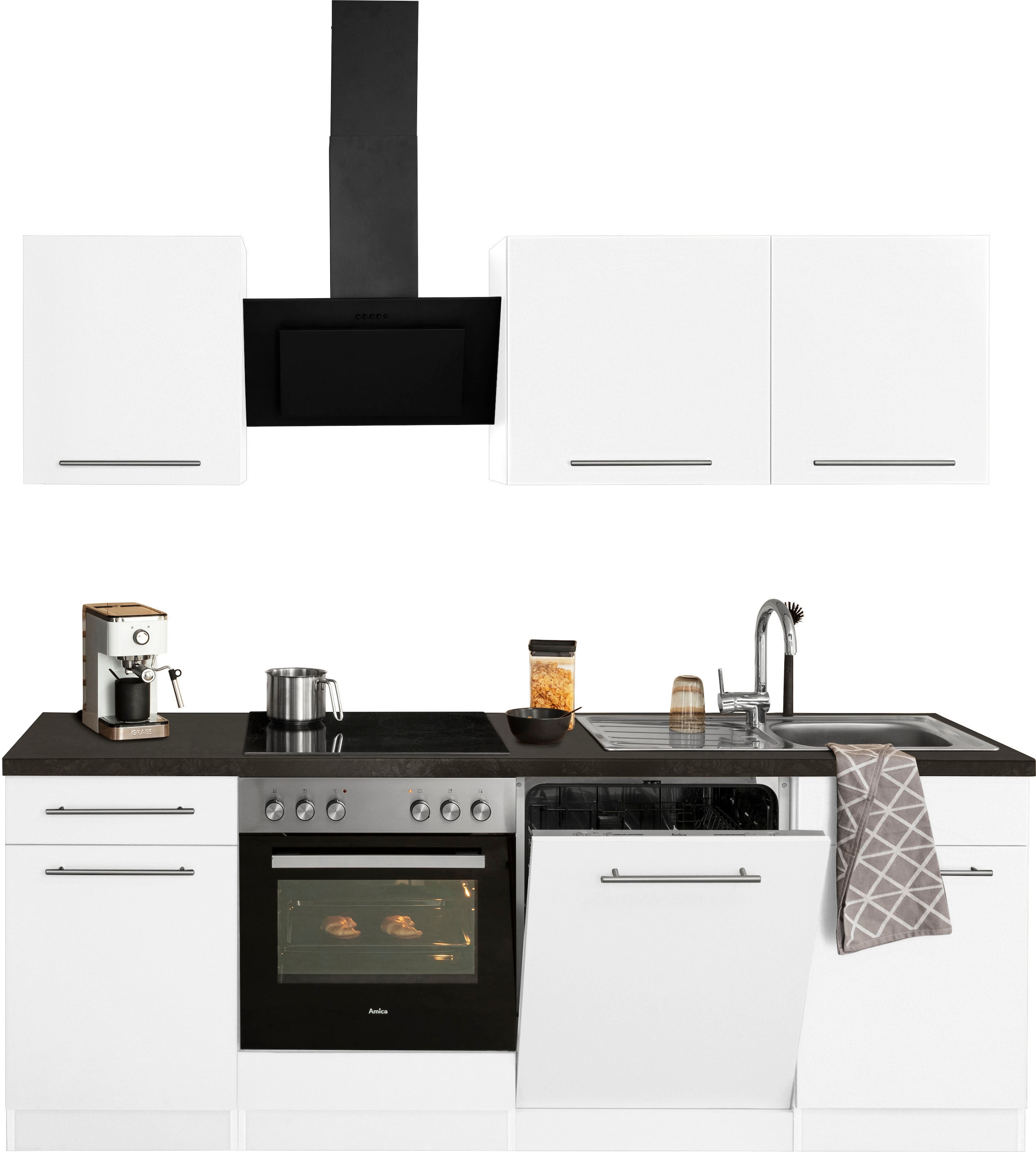 wiho Küchen Küchenzeile »Unna« mit E-Geräten, Breite 220 cm