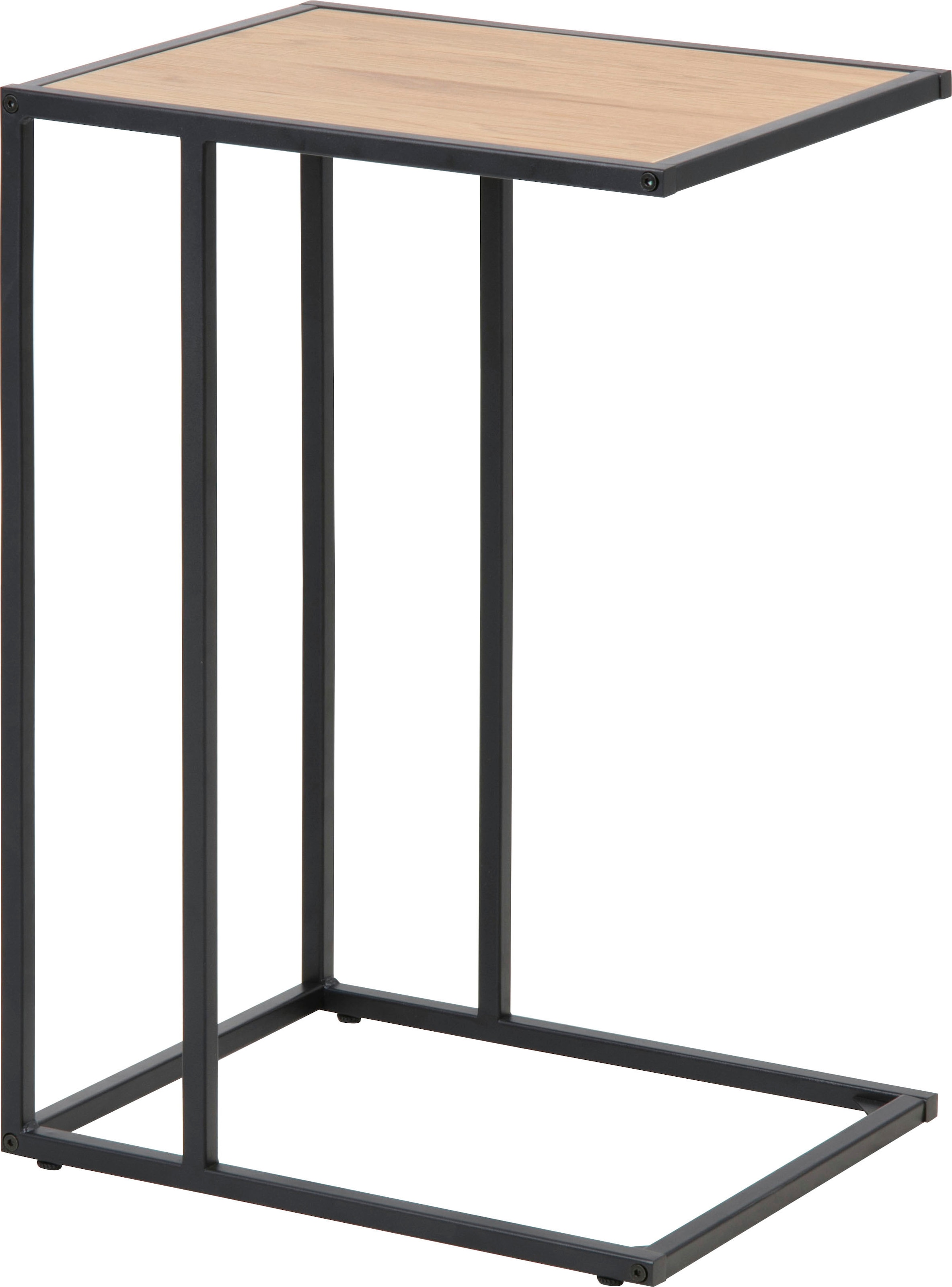 ACTONA GROUP Beistelltisch »Seaford, Rechteckig, Scandi Design, matte Wildeichenoptik, Modern«, Wohnzimmertisch, kleiner Tisch, matte schwarze Metallbeine, H: 63 cm