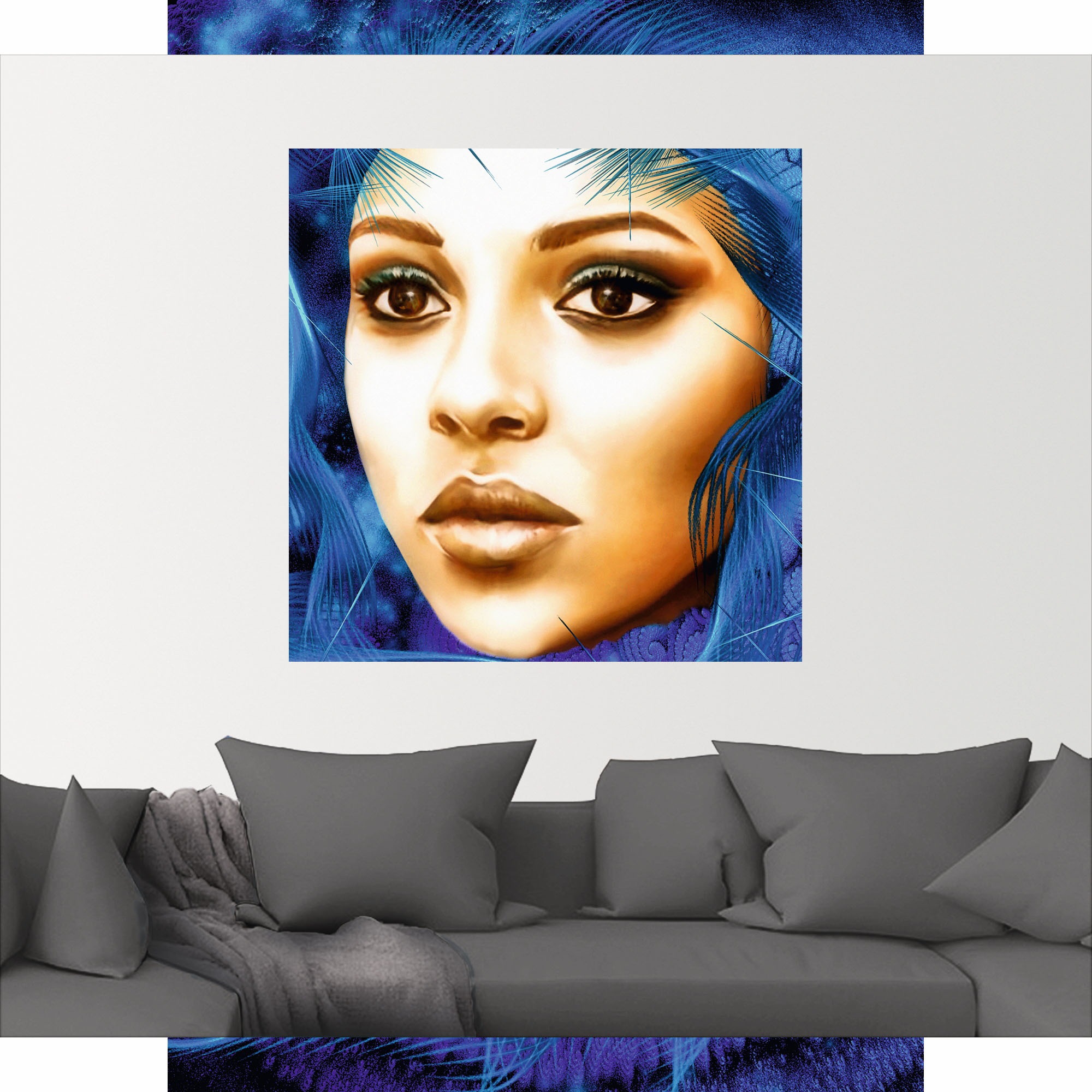 »Die (1 als blaue bestellen Bilder Alubild, Artland Wandaufkleber in Wandbild Poster Raten von Frauen, Kapuze«, versch. Leinwandbild, Größen St.), auf oder