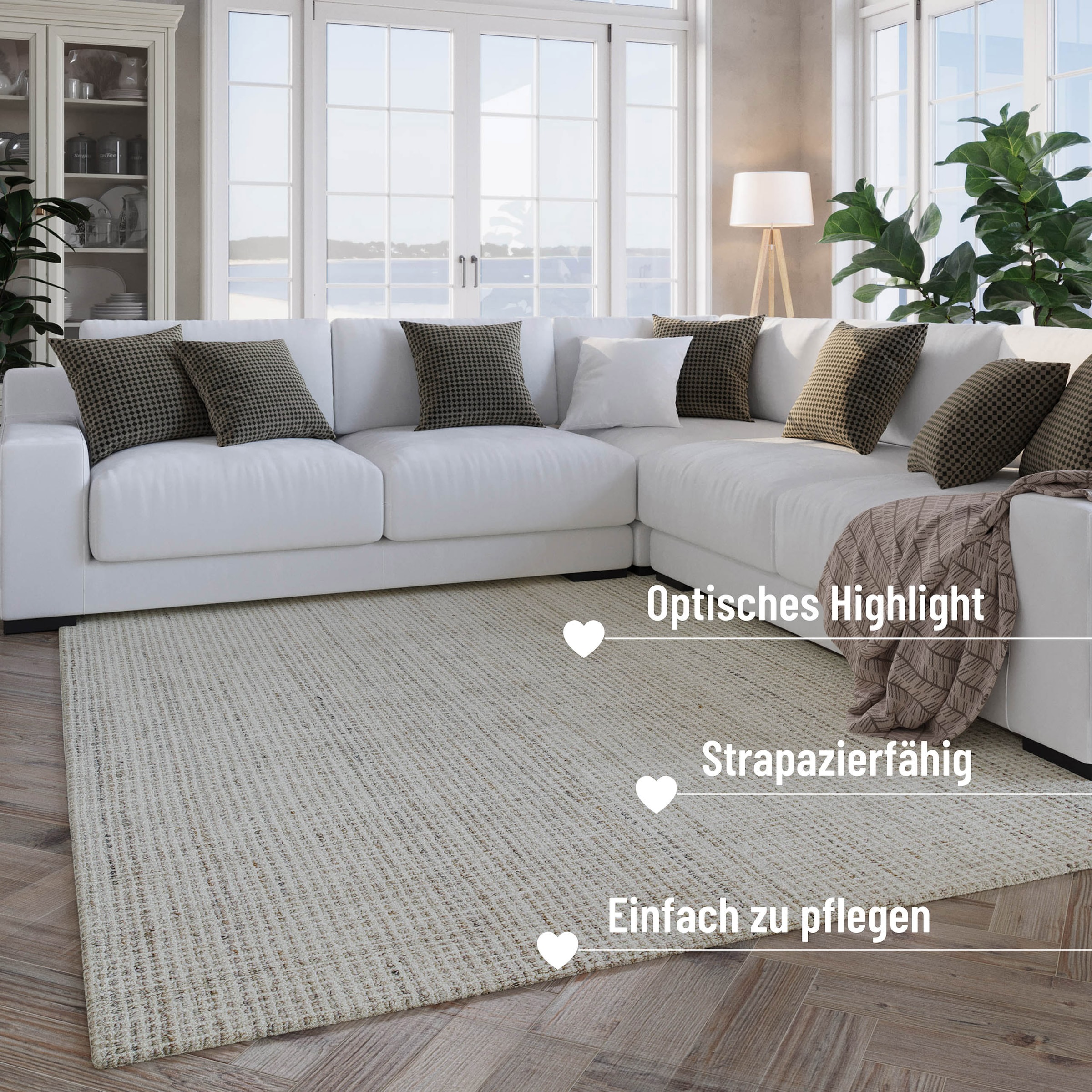 Wecon home Teppich »Hamptons FOURTEEN«, rechteckig, 10 mm Höhe, Läufer, Fasermix, Kurzflor, Wohnzimmer, Schlafzimmer, elegant, Karo