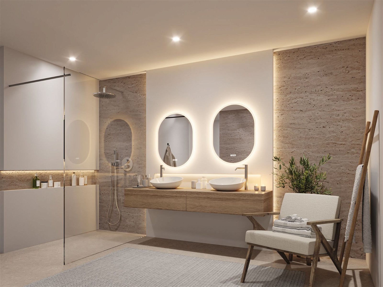 Paulmann LED Wandleuchte »Spiegel Mirra oval IP44 LED WhiteSwitch 22W 600x800mm«, 1 flammig, WhiteSwitch, Spiegel