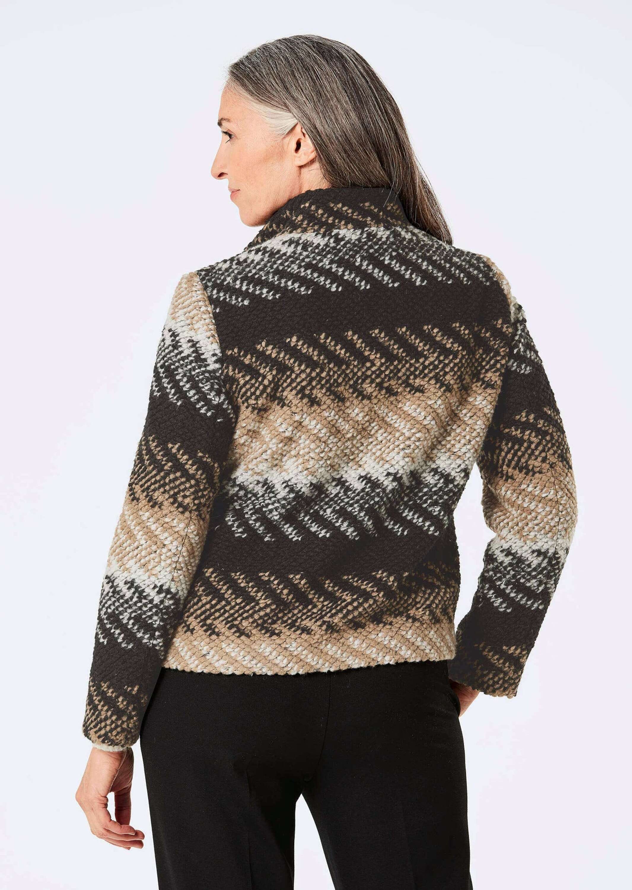 GOLDNER Kurzjacke »Gerade Herbstjacke, Blockstreifen« Kontrastfarbiger Jerseypaspel an Reißverschluss