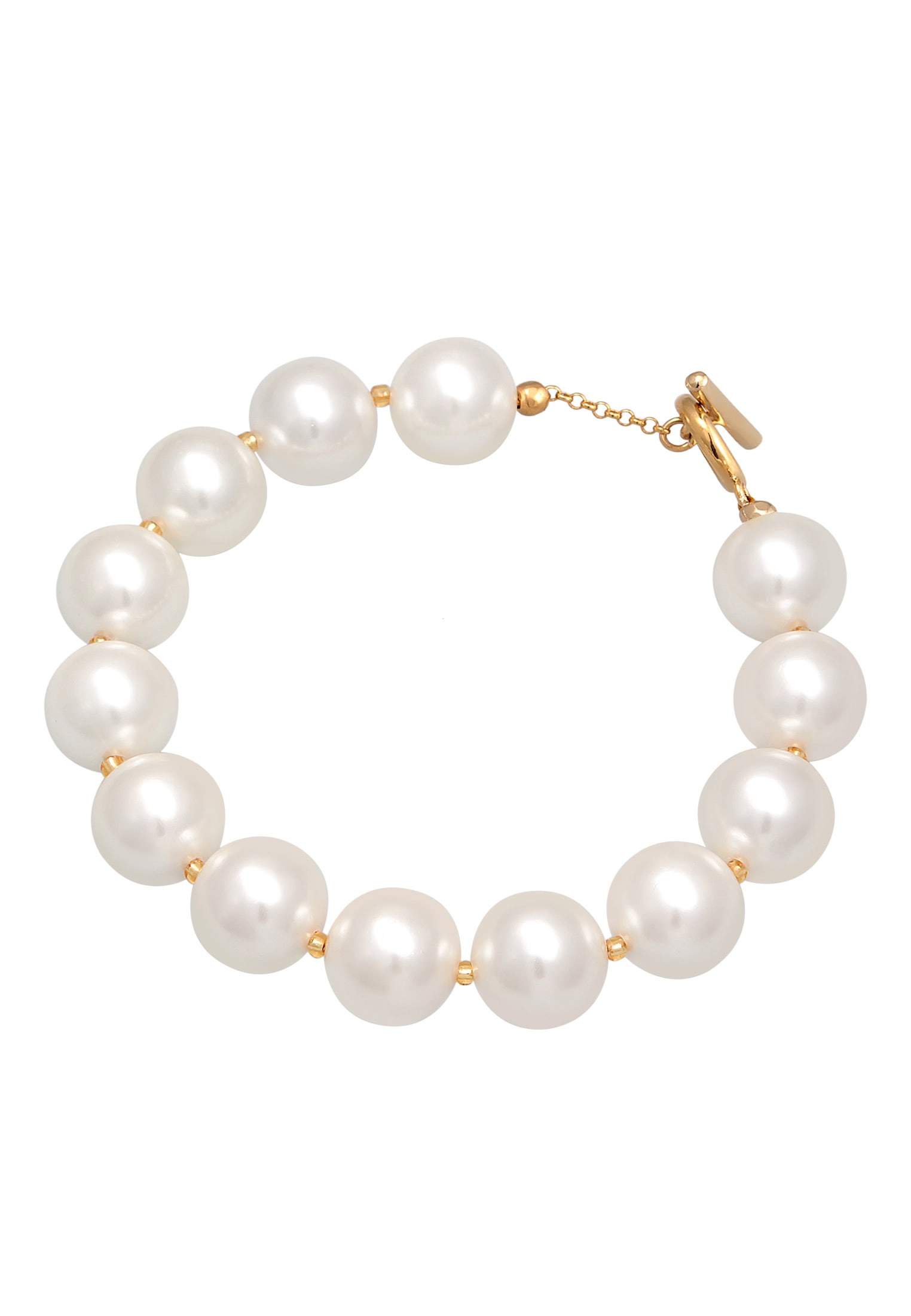 Elli Armkette »Armband Muschelkernperlen T-Bone 925 Silber vergoldet«