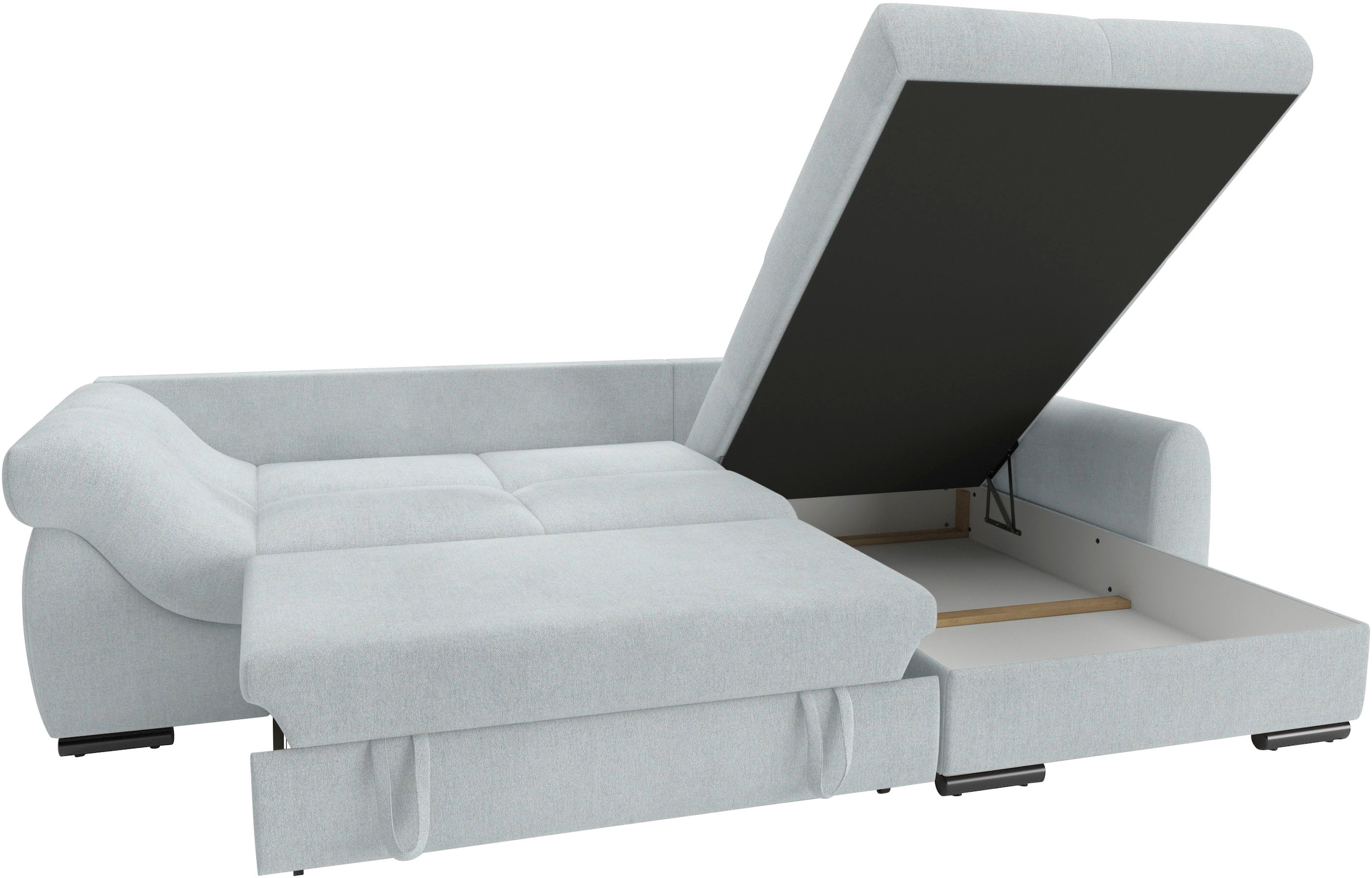 Mr. Couch Ecksofa »Livorno L-Form«, inkl. Hochschläfer-Bettauszug, XL-Bettkasten weiß beschichtet