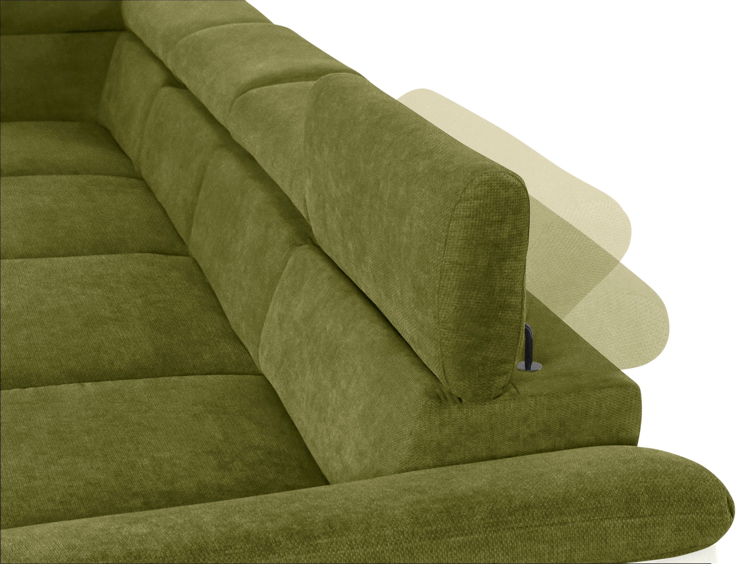 COTTA Polstergarnitur »Komaris U-Form, B: 320 bzw. 100 cm (Set: Wohnlandschaft & Hocker)«, (Set), mit Kopfteilverstellung, optional Bettfunktion, Bettkasten & Licht