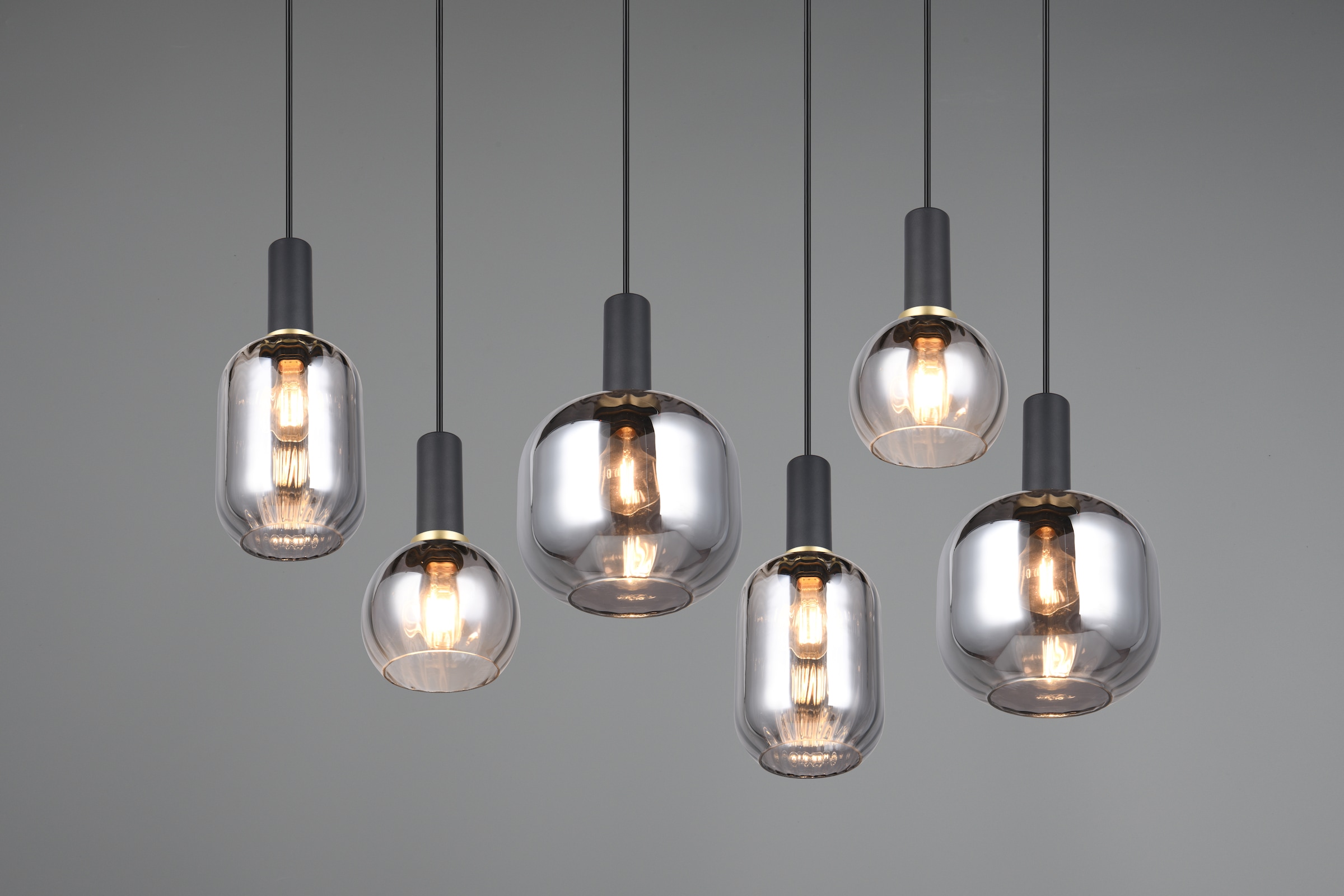 TRIO Leuchten Pendelleuchte »DIVA, E27 Hängelampe 6-flammig mit Glasschirm, exkl 6xE27 max 10W« E27 1 Stk. warmweiß - kaltweiß höhenverstellbar bis max 150cm Hängeleuchte 92x35 cm Wohnzimmer Küche