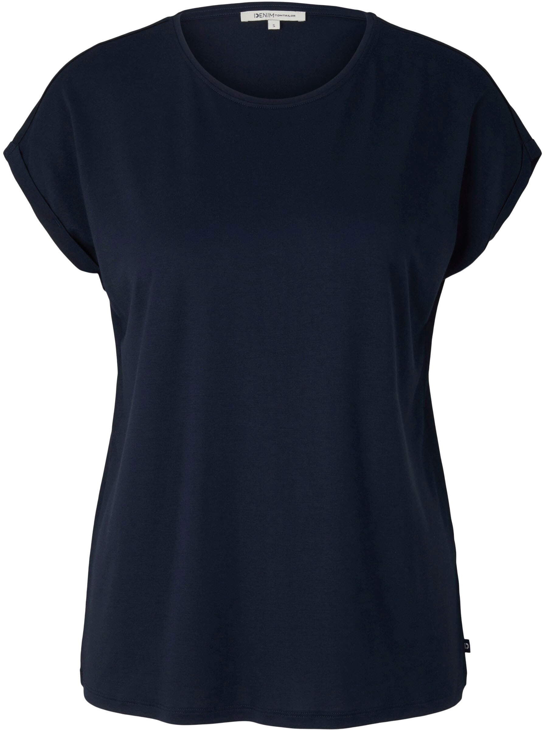 TOM TAILOR Denim Rundhalsshirt, mit Ärmelaufschlag