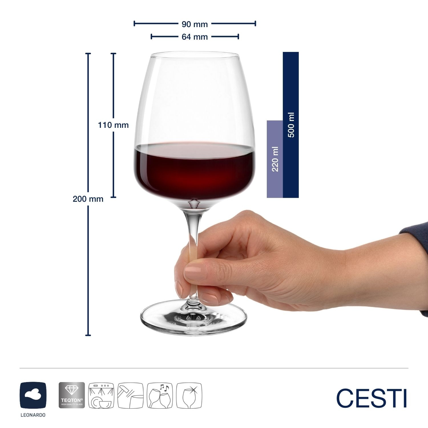 LEONARDO Rotweinglas »Weinset CESTI + Poliertuch« 2 Weingläser und 1 Karaffe mit Poliertuch