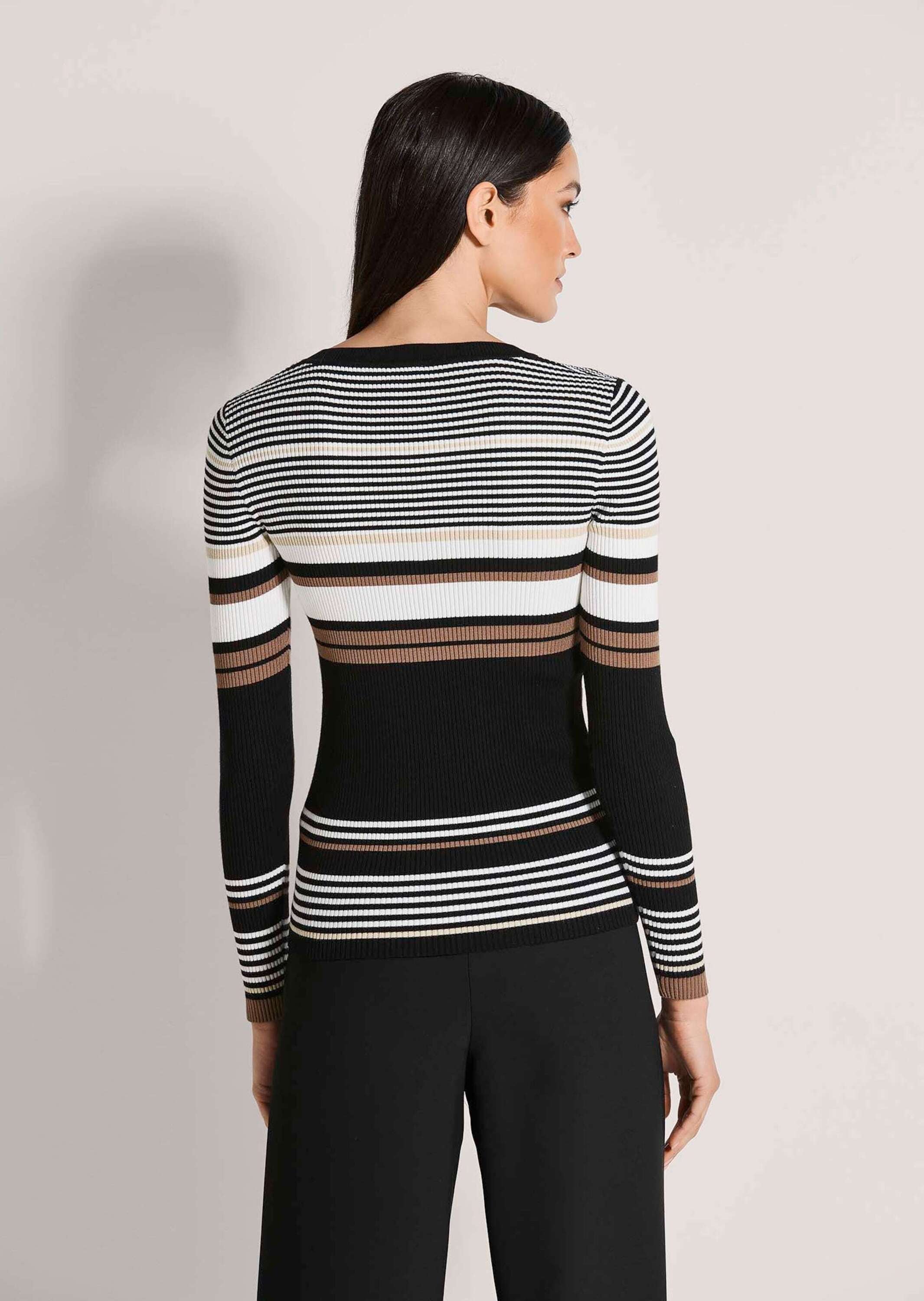 MADELEINE Longpullover »Feinstrickpullover Viskosepullover mit Streifen-Muster« Feine Rippstruktur