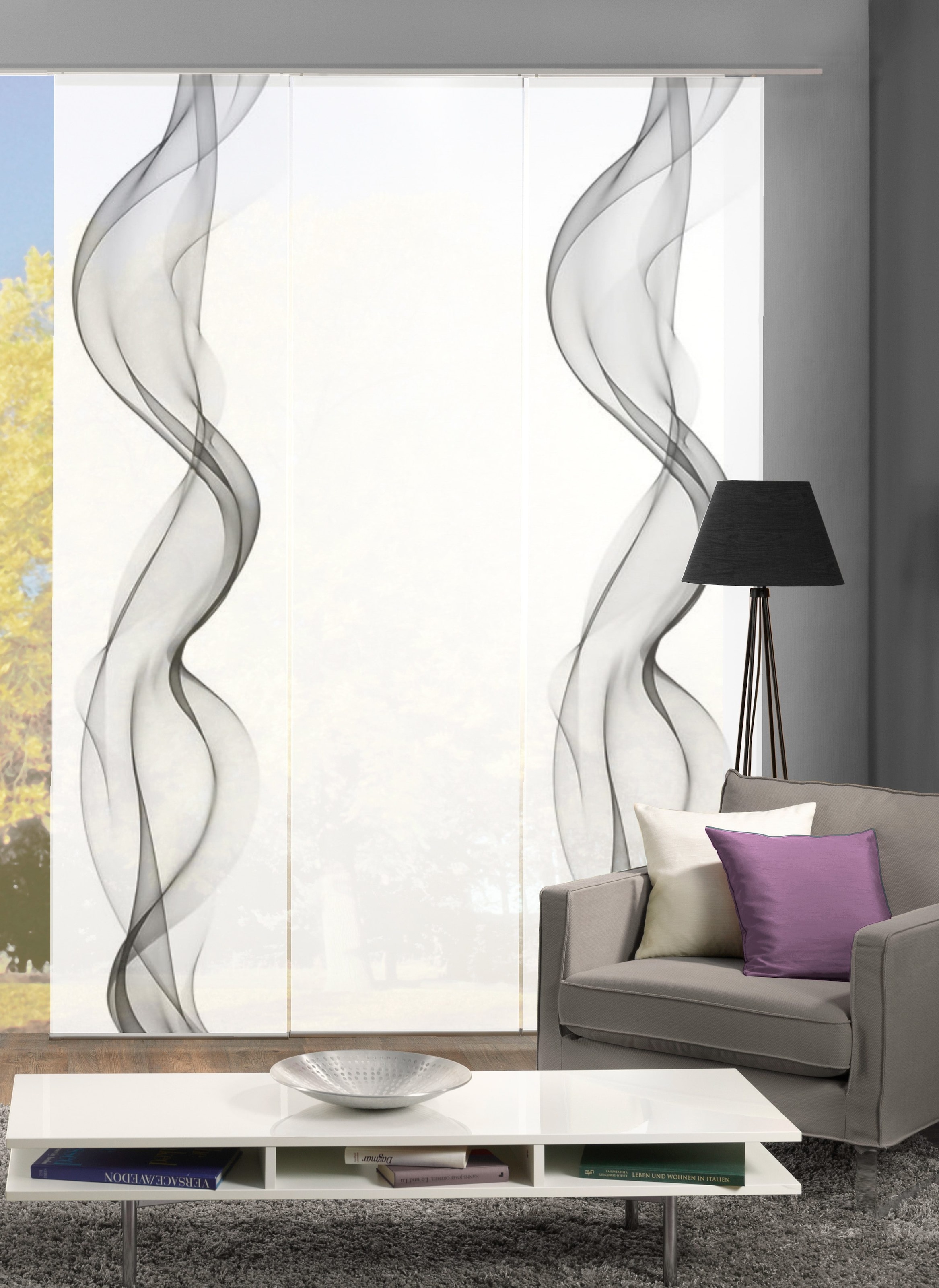 HOME WOHNIDEEN Schiebegardine »ALBERTA« Klettband 3 Stk. tlg. HxB: 245x60, Blickdicht, inkl. Befestigungszubehör