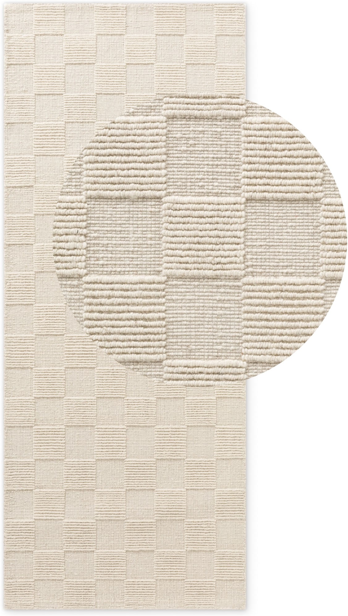 Villeroy & Boch Wollteppich »Scala« rechteckig 10 mm Höhe Handgewebt, Wolle, Kariert, Natur, 3D-Struktur, Karo, Wohnzimmer