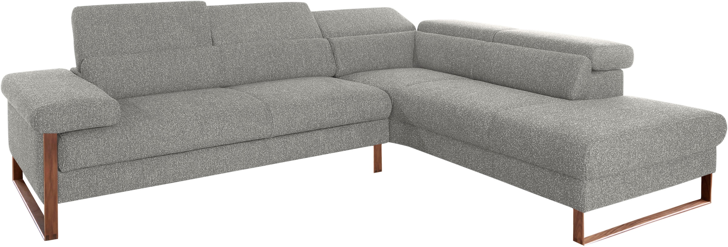 W.SCHILLIG Ecksofa »finn, Designsofa mit tollem Sitzkomfort, bequem, L-Form«, German Design Award 2016, Fußgestell Nussbaum natur, Breite 281 cm