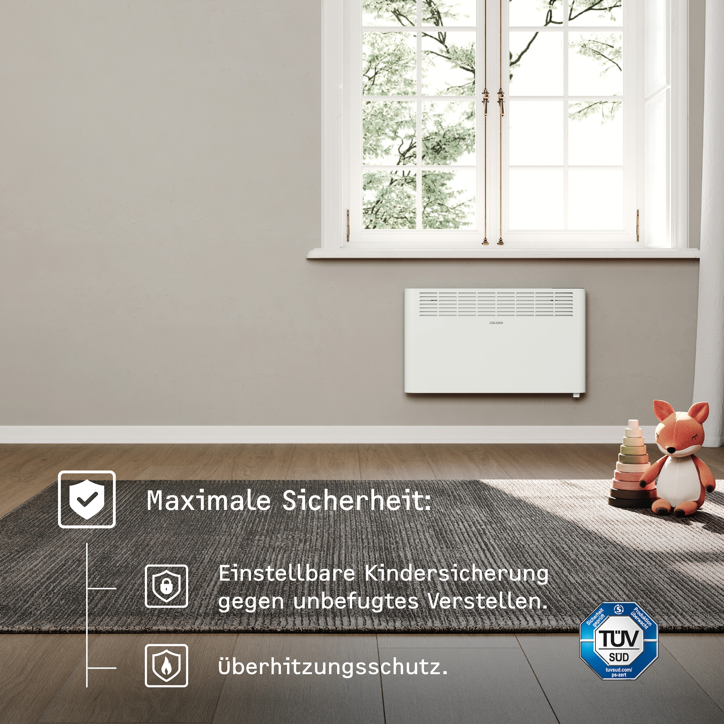 STIEBEL ELTRON Konvektor »»CNS 3000 Plus LCD«, Wandkonvektor, energiesparend, 3,0 kW«, für ca. 35 m², LCD-Display, Wochenzeitschaltuhr/-timer, LC-Display