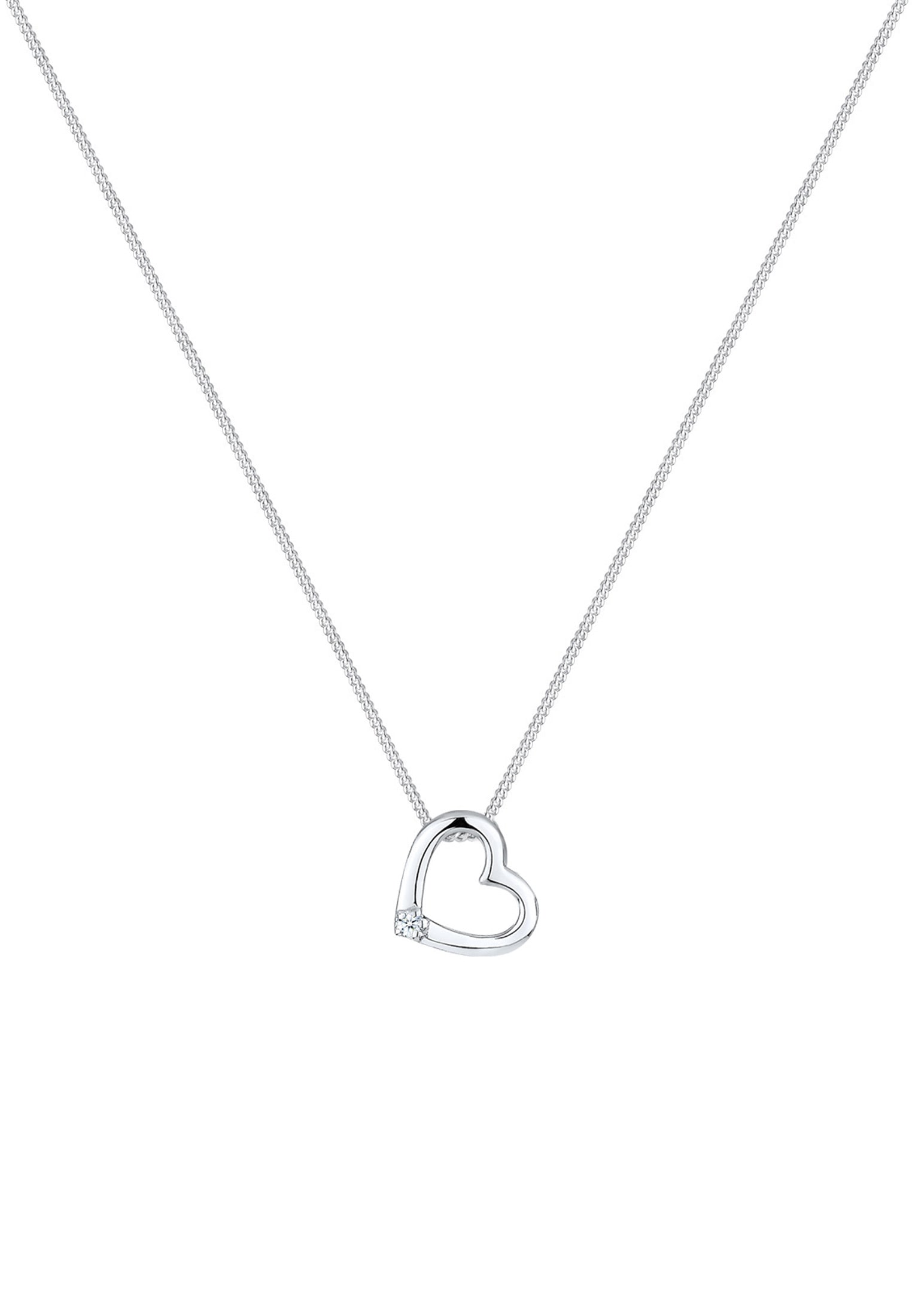 Elli DIAMONDS Silberkette »Halskette Herz Diamant Weiß Brillantschliff (0.015 ct) 925 Sterling Silber«