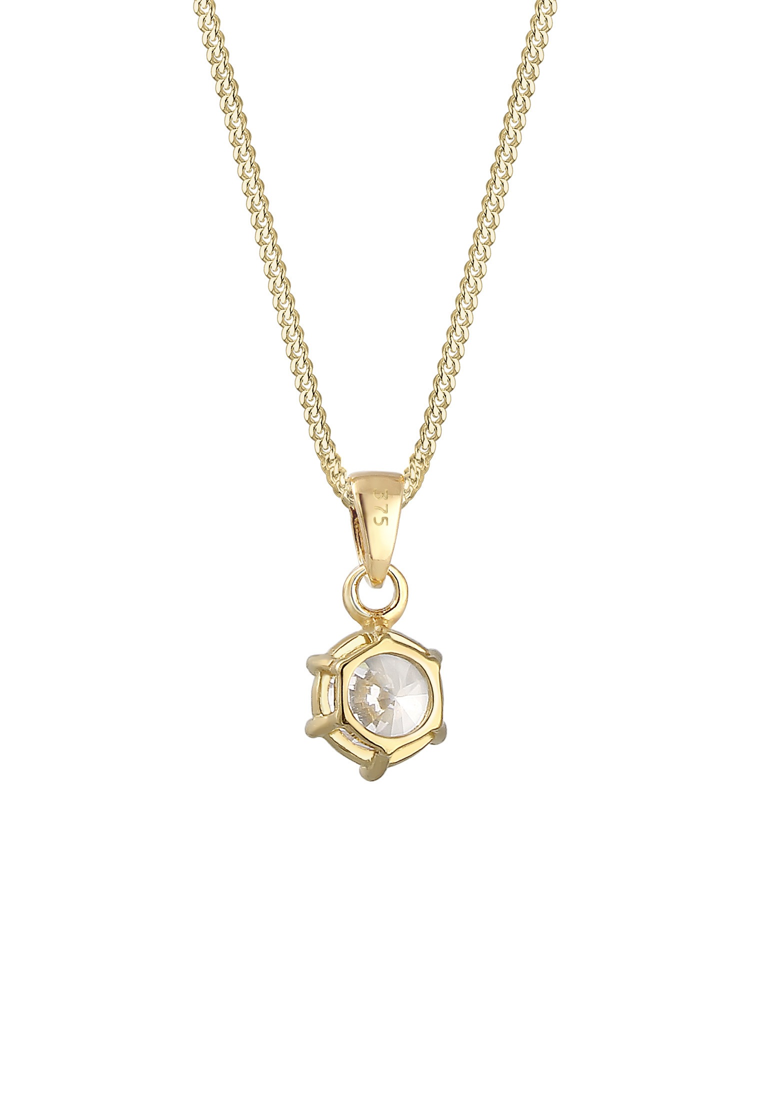 Elli Premium Silberkette »Halskette Solitär Halskette Zirkonia Weiß 375 Gelbgold«