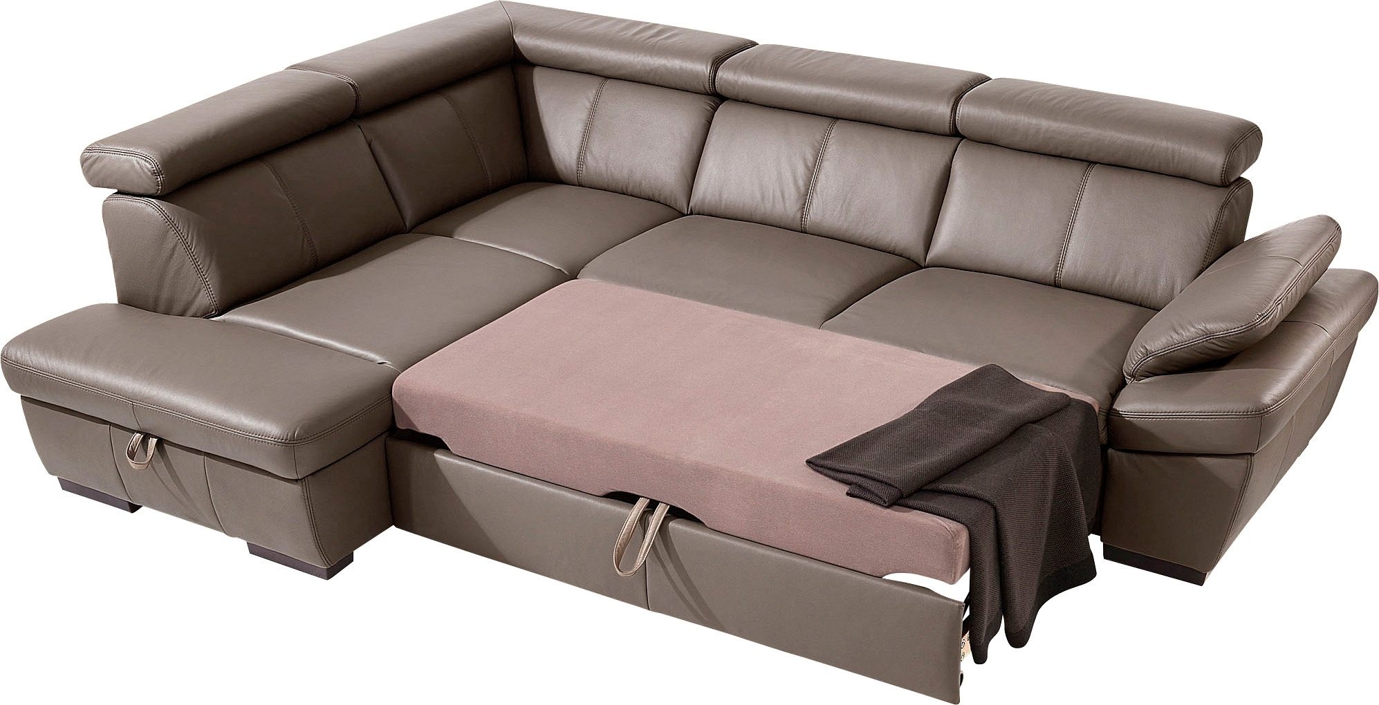 exxpo - sofa fashion Ecksofa »Salerno, klassisch modernes Funktionssofa, hoher Sitzkomfort, L-Form«, inkl. Kopf- und Armteilverstellung, wahlweise mit Bettfunktion