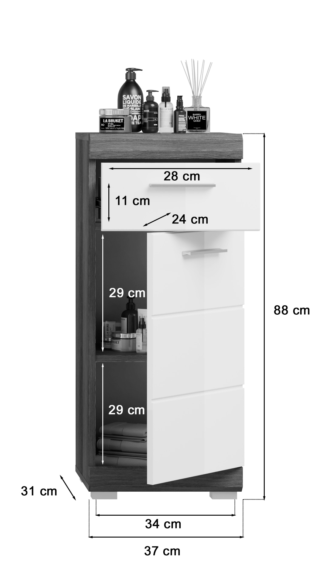 INOSIGN Badmöbel-Set »Siena, 4 teilig, bestehend aus:«, (Set, 3 St.), Waschbeckenunterschrank, Spiegel, Unterschrank, Hängeschrank