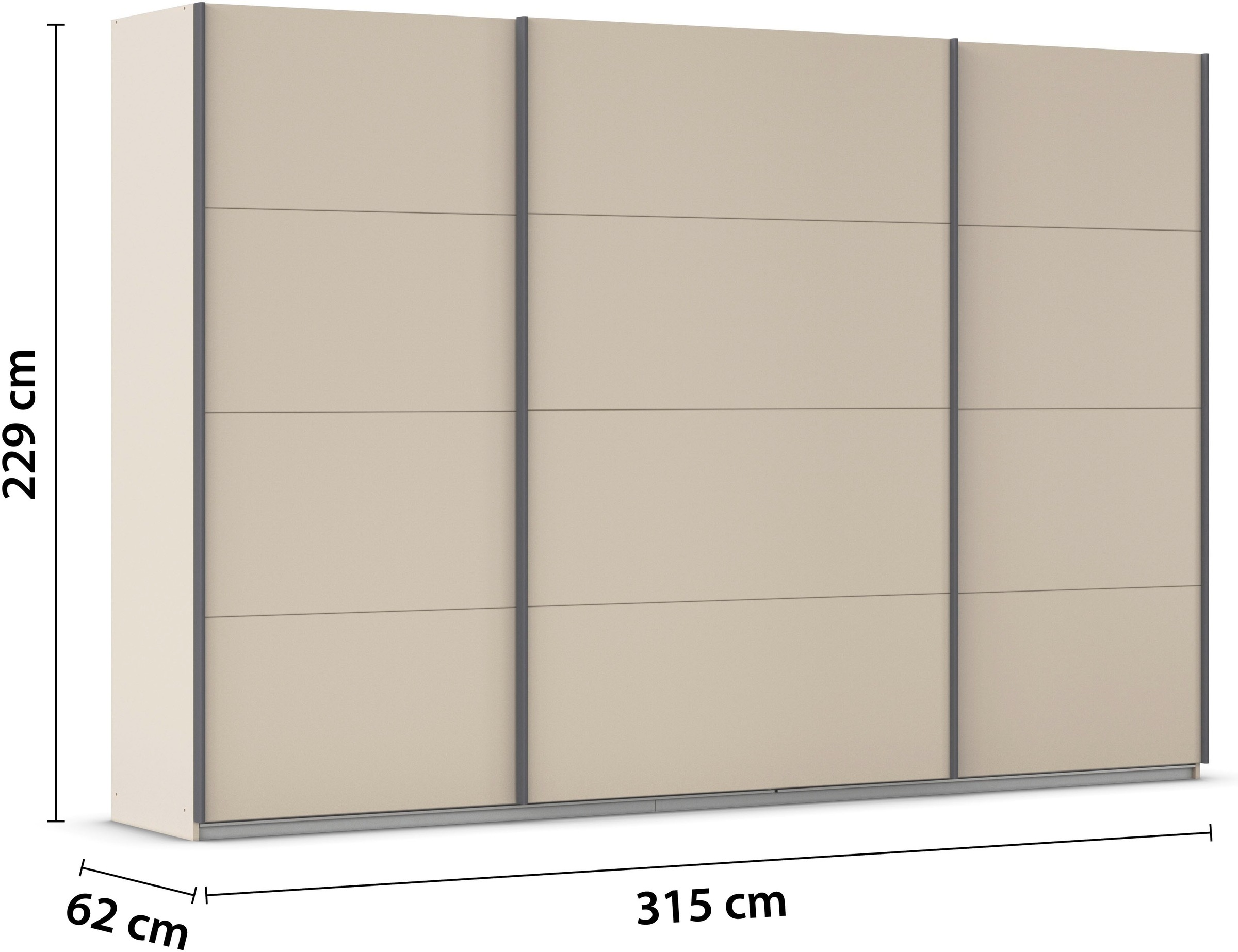 rauch Schwebetürenschrank »Kleiderschrank Schrank Garderobe AGORDO mit Dekor- oder Hochglanzfront«, (in zwei Griff-Farben), durchdachte Innenausstattung, in 4 Breiten und 2 Höhen MADE IN GERMANY