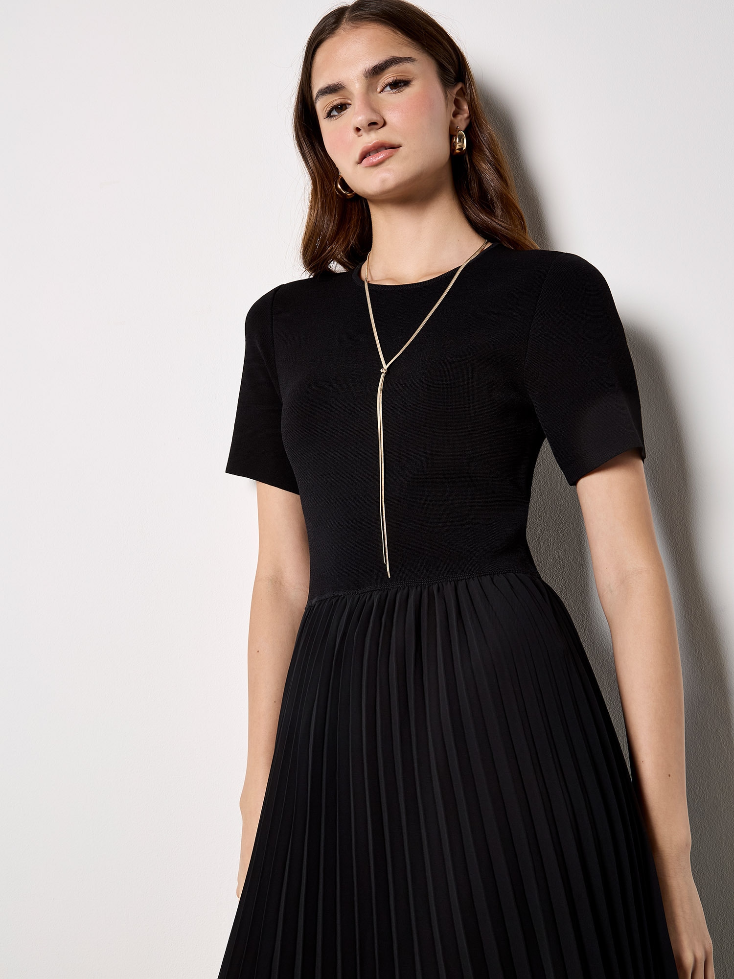 Apricot 2-in-1-Kleid »Kleid im Materialmix« mit Strickoberteil und Plisseerock