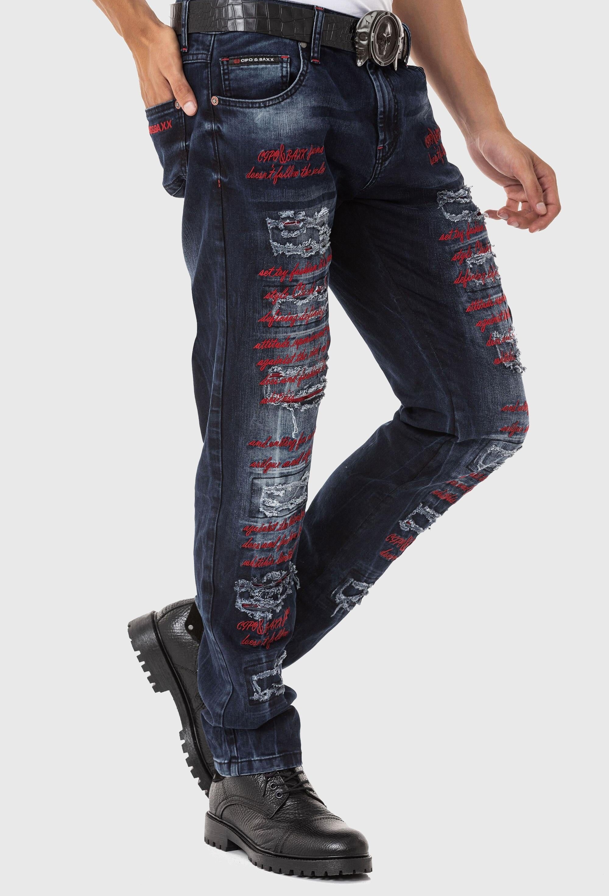 Cipo & Baxx Slim-fit-Jeans »Cipo & Baxx Jeans« mit farbigen Ziernähten
