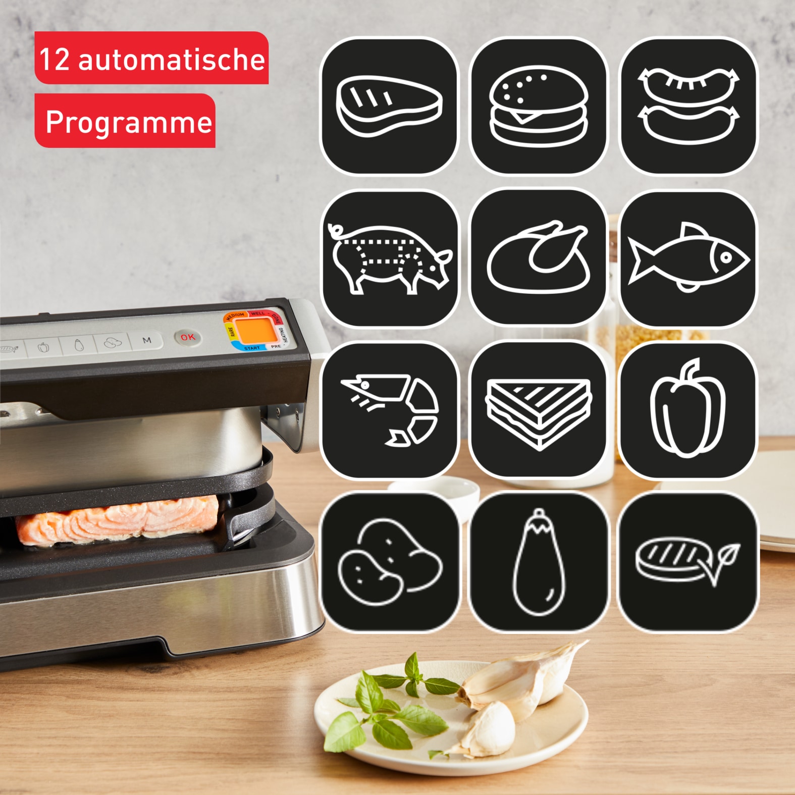 Tefal Kontaktgrill »OptiGrill 4in1 XL, Grill/Barbeque/Backofen/komplette Mahlzeit«, 2200 W, für bis zu 8 Personen, spülmaschinenfeste Platten und Schalen, GC784D