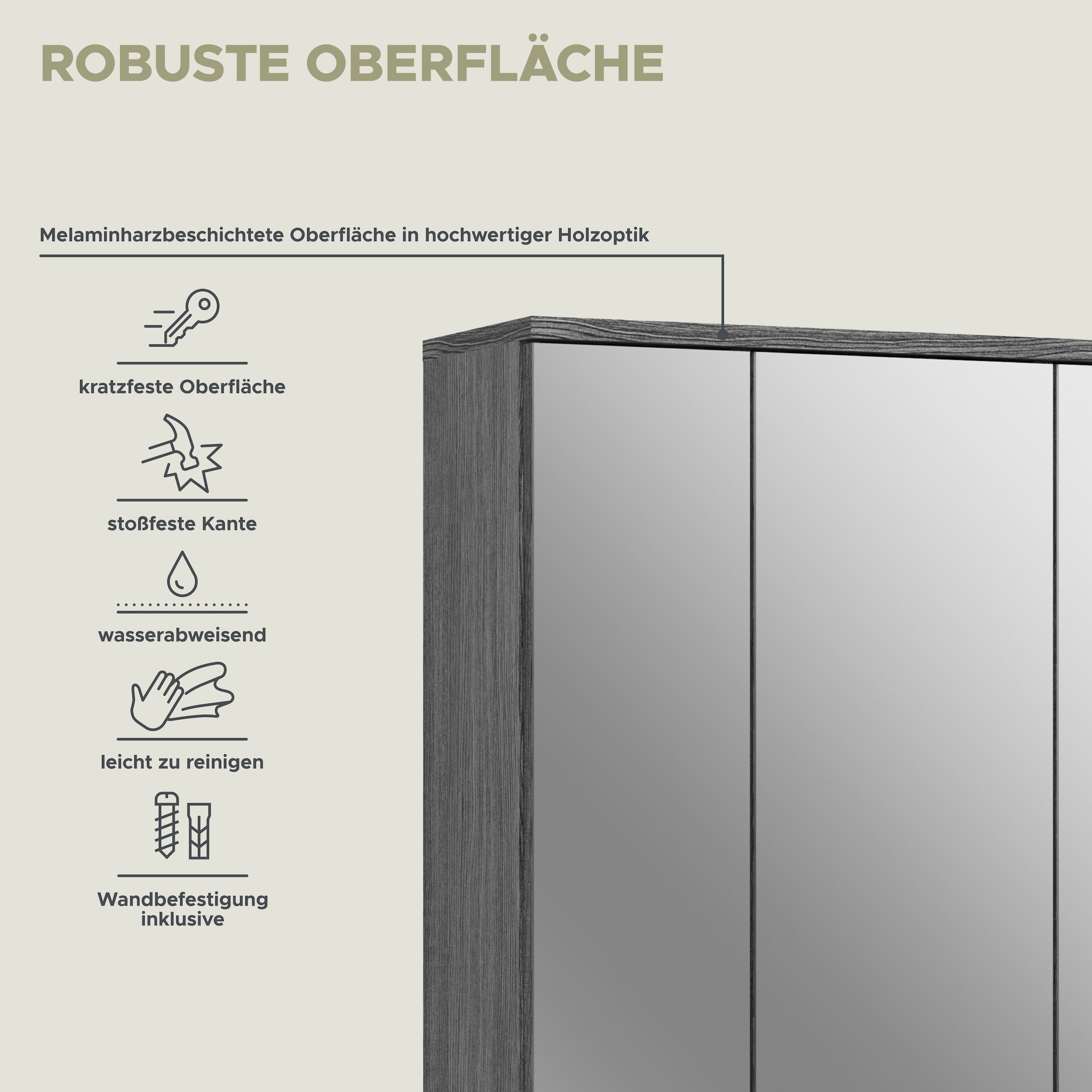 welltime Badezimmerspiegelschrank »LUCCA, TOPSELLER!, Breite 60cm, 3 Spiegeltüren, 9 Fächer, 6 Fachböden« Badmöbel, Badschrank, Schrank, Wandschrank, Bad, Badezimmer