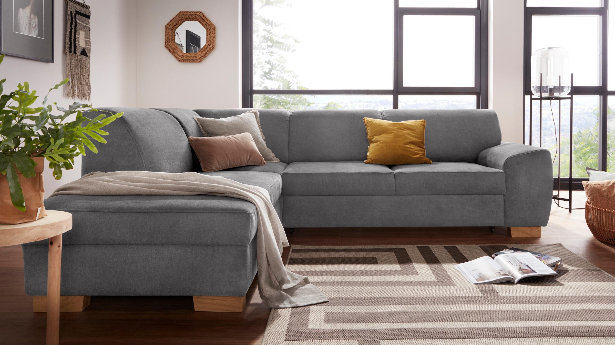 DOMO collection Ecksofa »Incanto kubische Formensprache, komfortabel, L-Form« wahlweise mit Bettfunktion