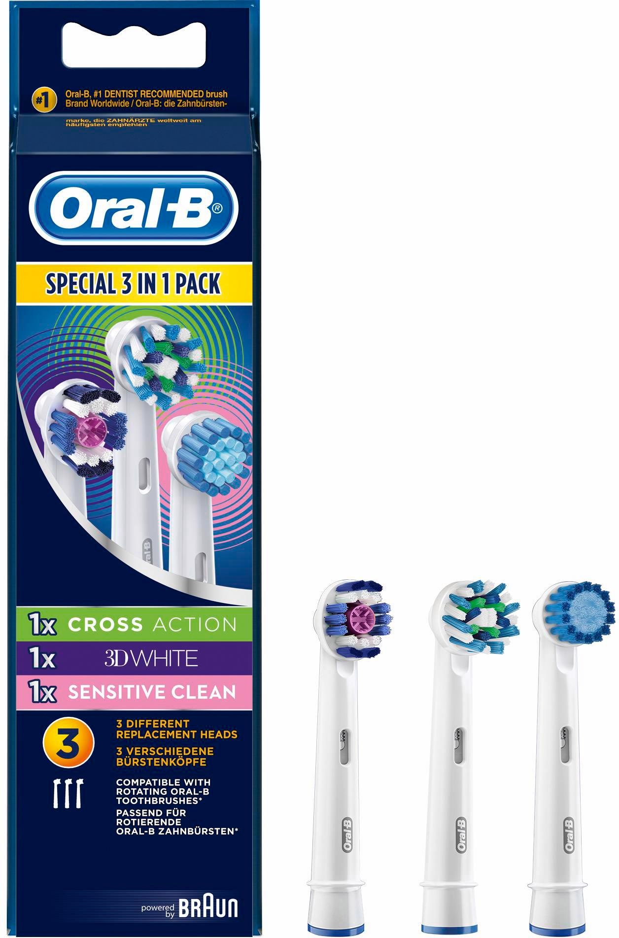 Oral B Aufsteckbürsten »Multi Pack 3 in 1«, CrossAction, 3DWhite & Sensitive