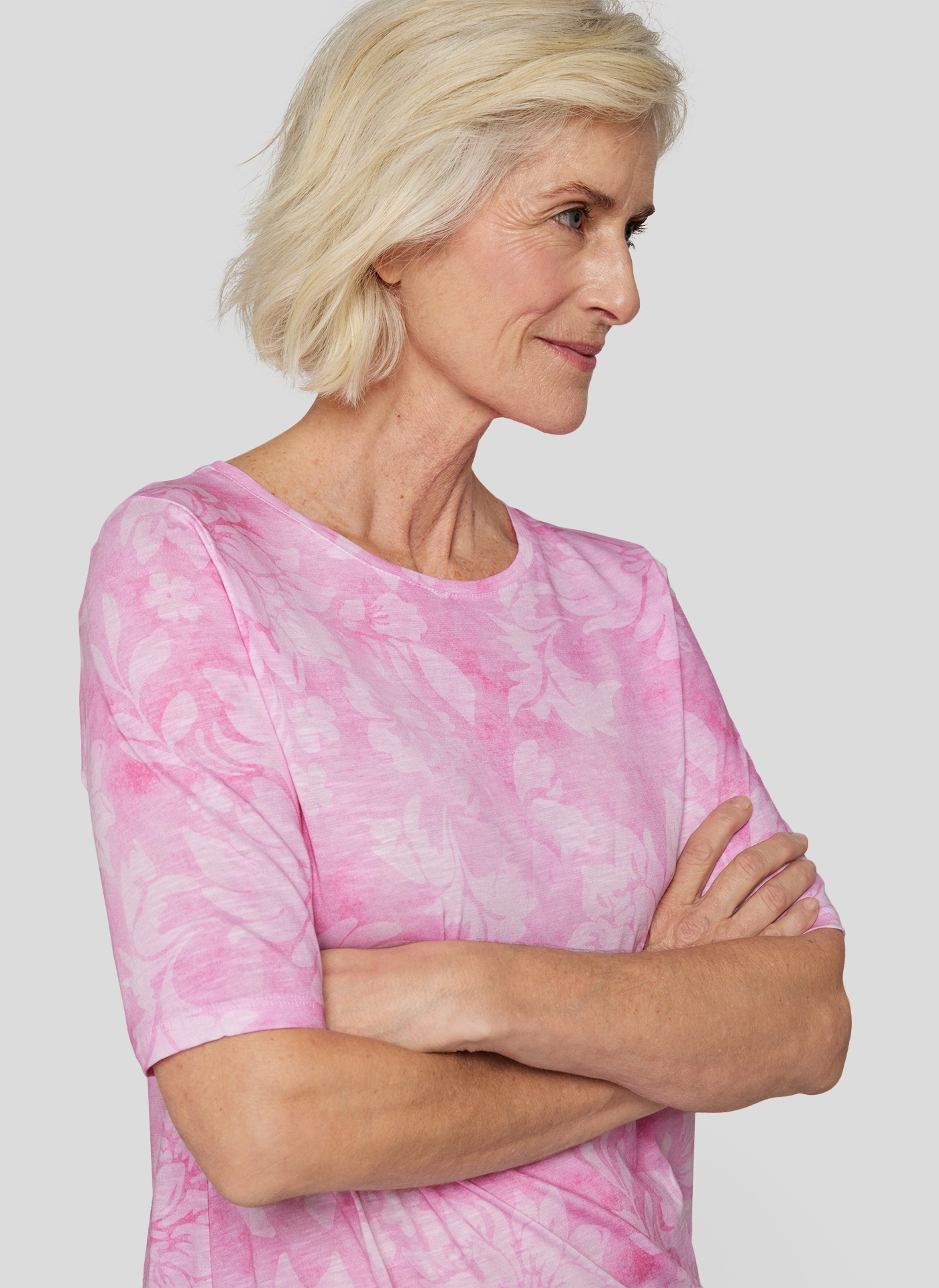 Rabe Rundhalsshirt, mit floralem Muster