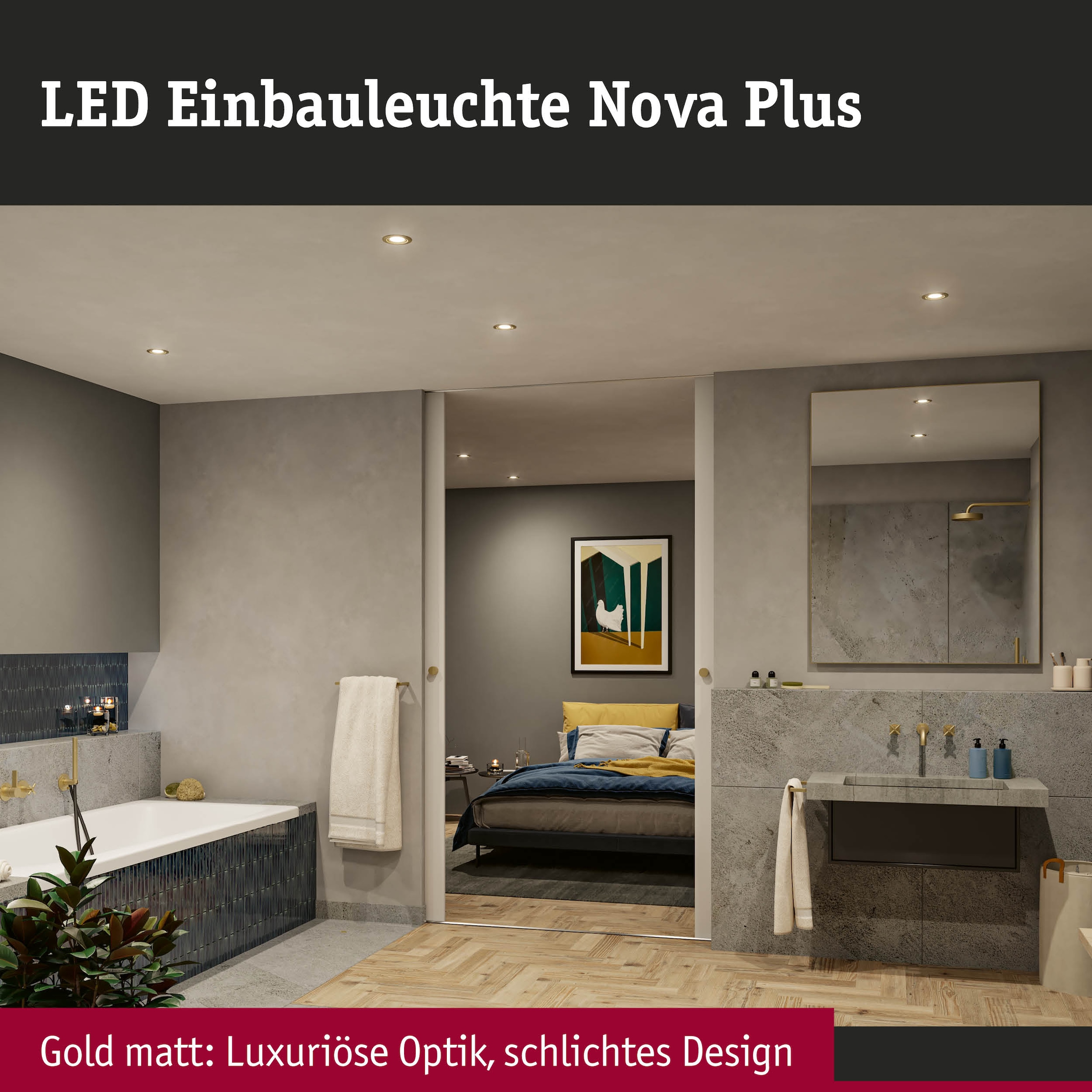 Paulmann LED Einbauleuchte »Einbauleuchte Nova Plus IP65 rund 93mm 30° dimmbar  Gold matt« GU 5,3 1 Stk.