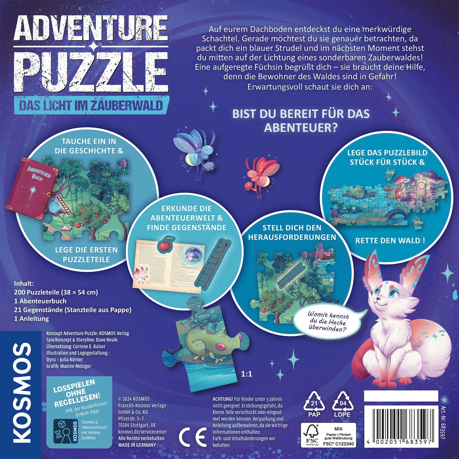 Kosmos Puzzle »Adventure Puzzle, Das Licht im Zauberwald«, Made in Germany