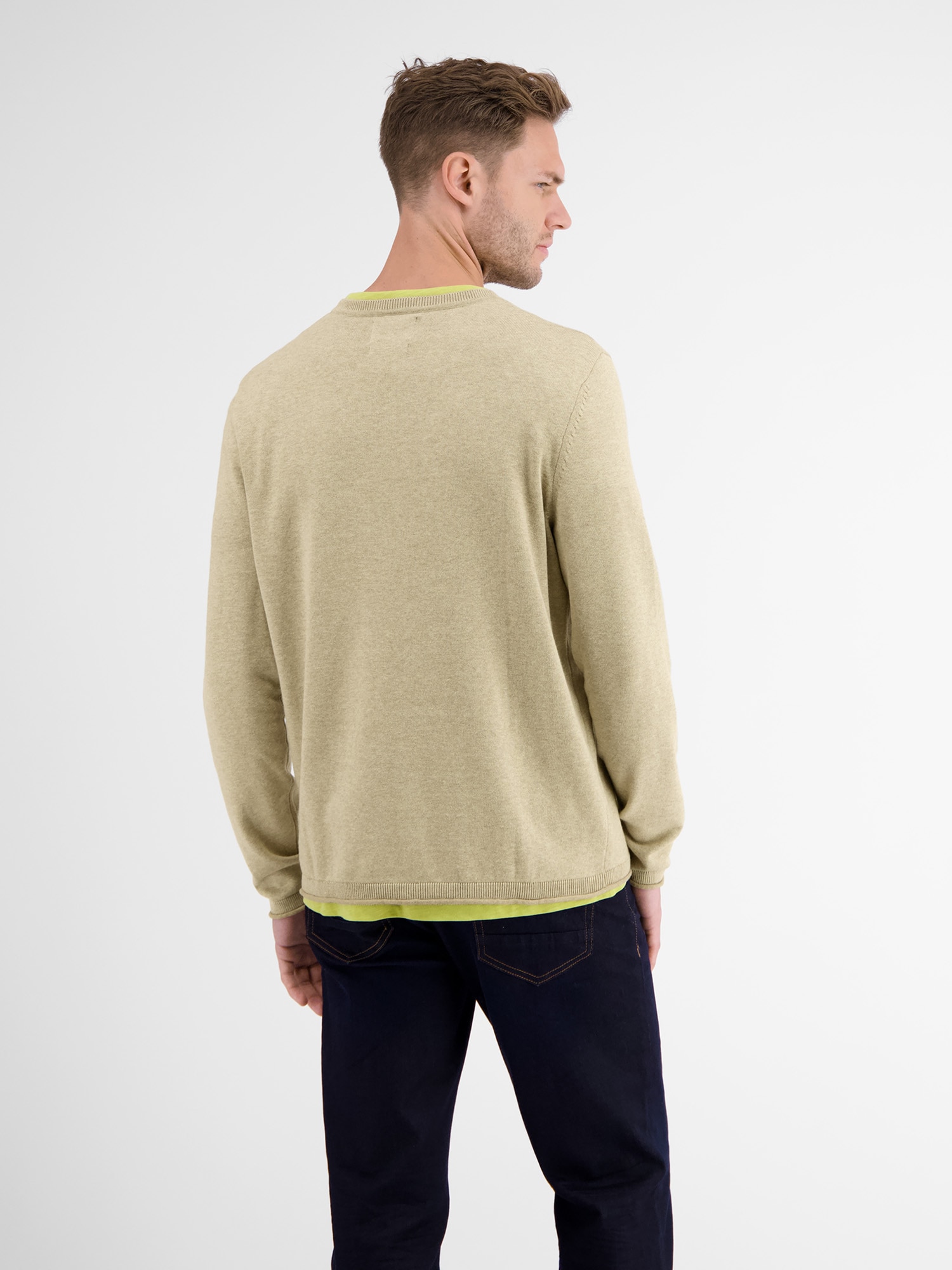 LERROS Strickpullover »LERROS Rundhalspullover, Flachstrick«
