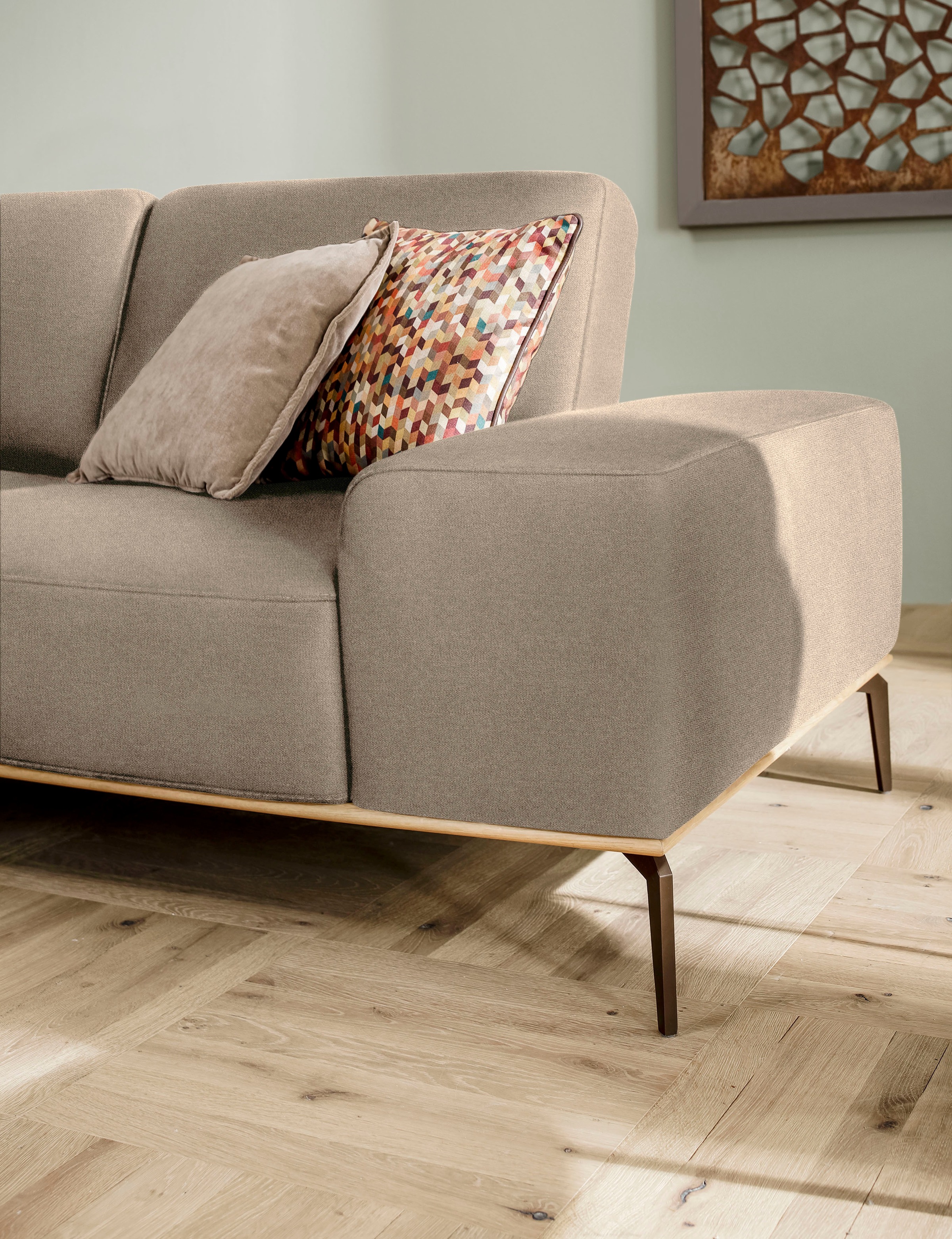 W.SCHILLIG Ecksofa »run, Designsofa mit tollem Sitzkomfort, L-Form«, mit Holzsockel, Füße in Bronze pulverbeschichtet, Breite 299 cm