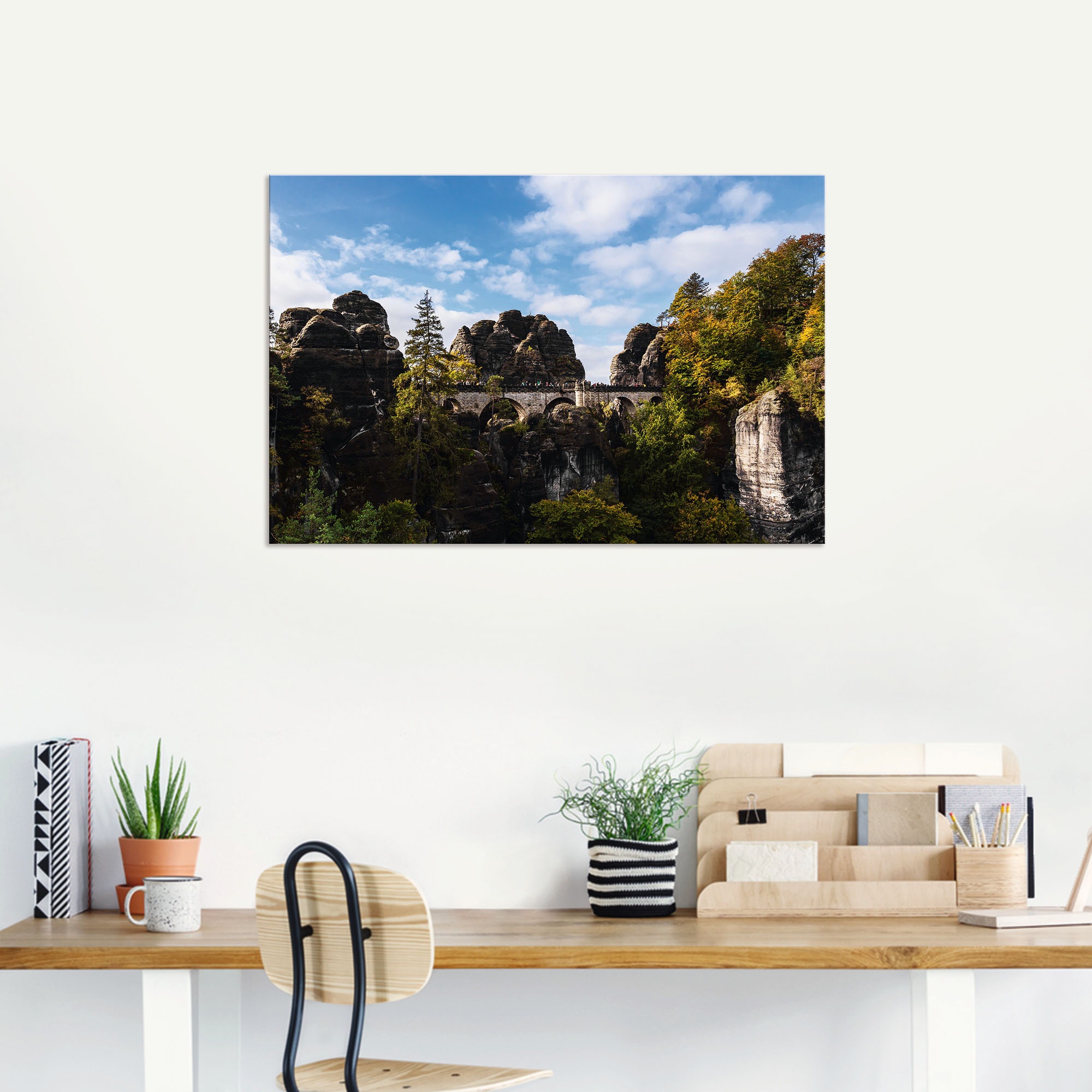 Artland Alu-Dibond-Druck »Bastei in der Sächsische Schweiz«, Berge & Alpenbilder, (1 St.), für Innen- und Außenbereich geeignet, Outdoorbild