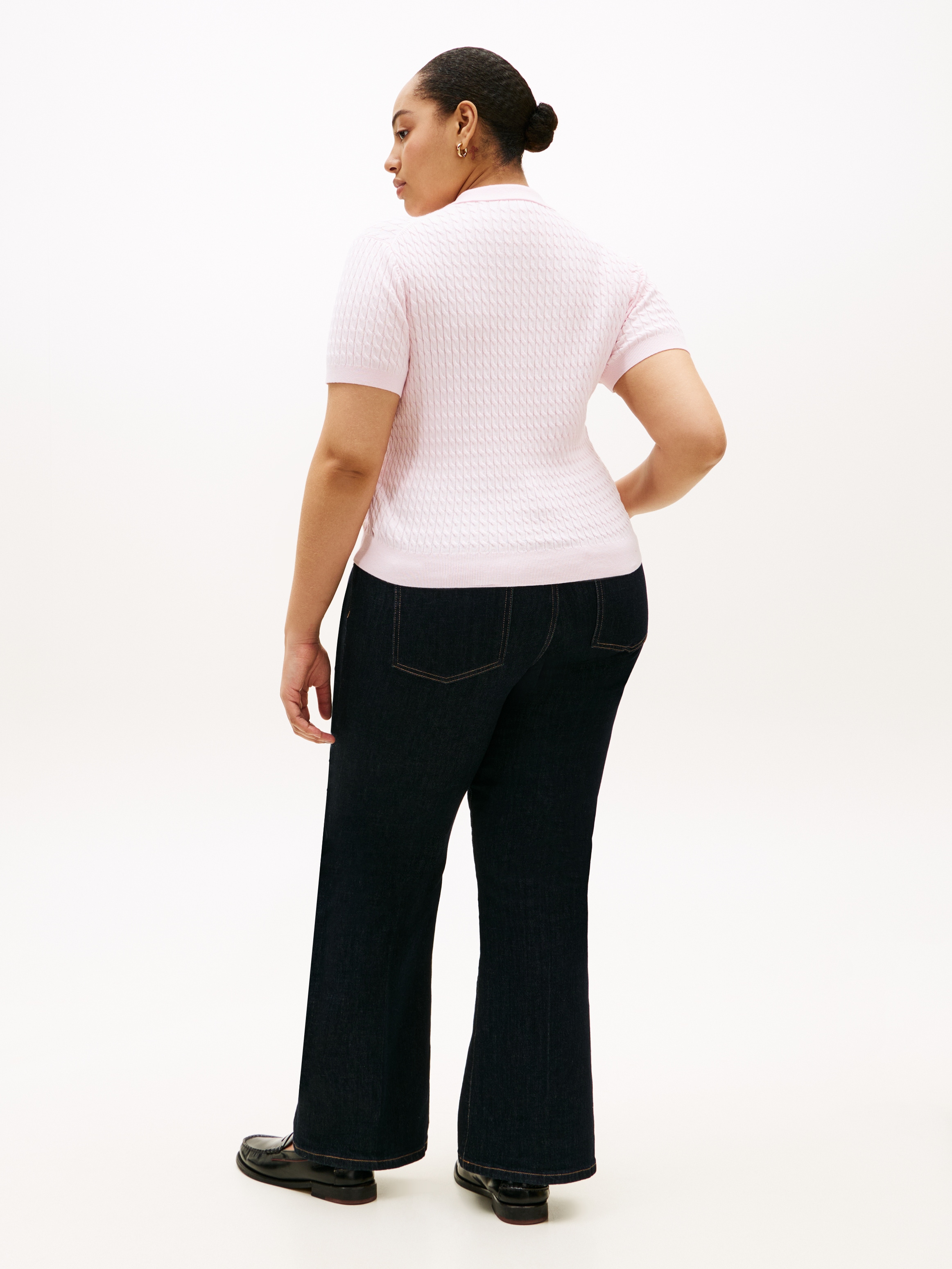 Tommy Hilfiger Curve Polokragenpullover »CRV CO CABLE FINE GG POLO S/S« in großen Größen, mit Zopfmuster