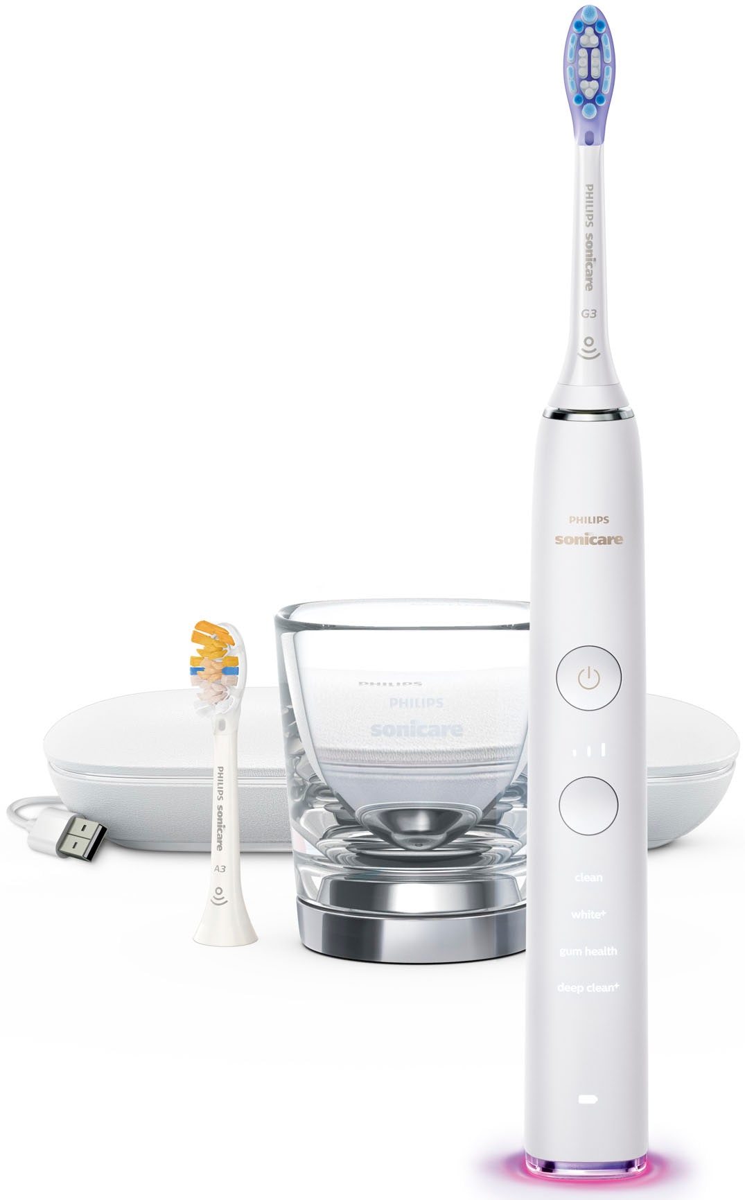 Philips Sonicare Elektrische Zahnbürste »DiamondClean 9400, HX9917«, 2 St. Aufsteckbürsten, mit integriertem Drücksensor, 4 Putzprogramme und 3 Intensitätsstufen
