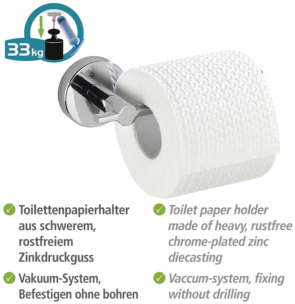 WENKO Toilettenpapierhalter »Vacuum-Loc® Modell Capri«, aus Zinkdruckguss, Befestigen ohne Bohren