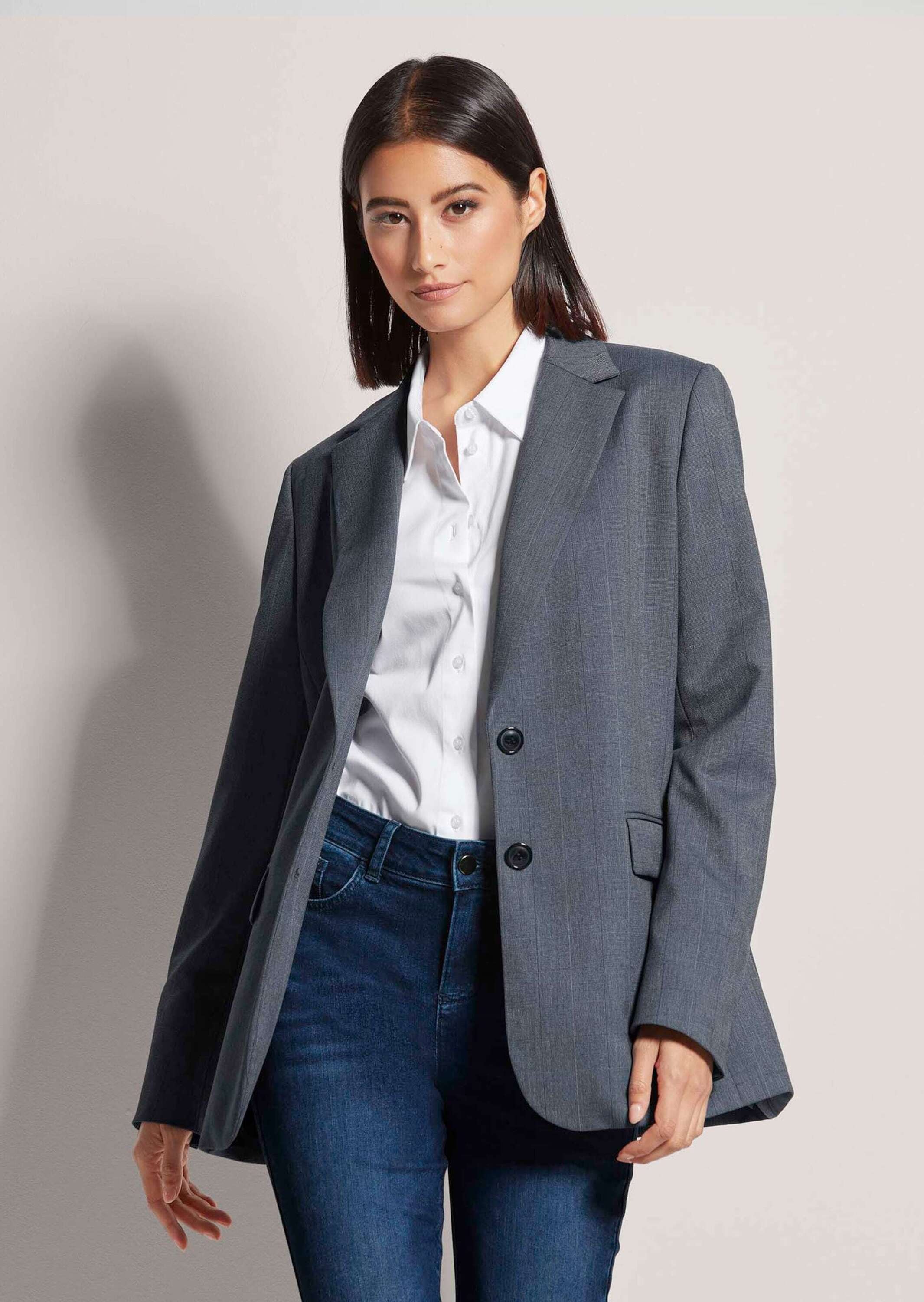 MADELEINE Jackenblazer »Blazer Legerer Longblazer mit dezentem Karomuster«
