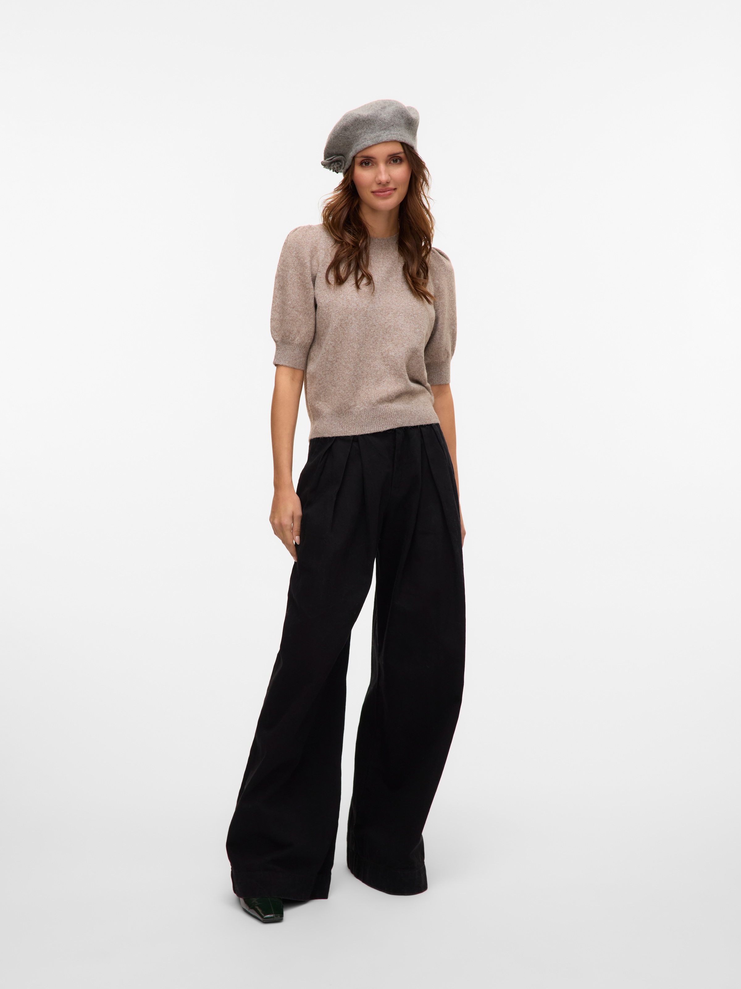 Vero Moda Rundhalspullover »VMDOFFY 2/4 O-NECK PULLOVER GA NOOS« mit kurzen Puffärmeln