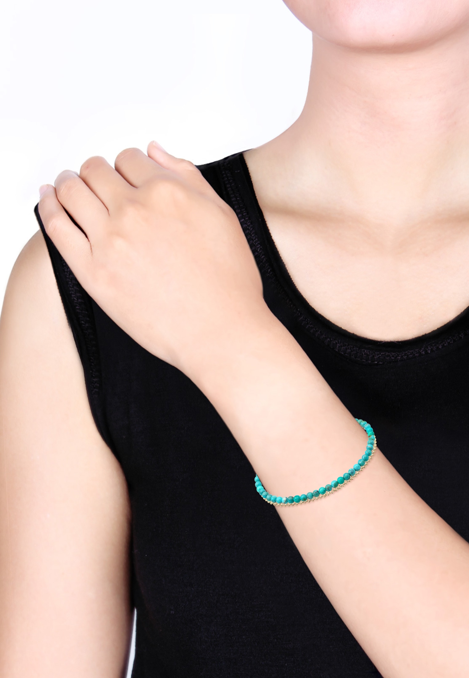 Elli Armkette »Armband Layer Howlith Edelstein Beads Boho 925er Silber«