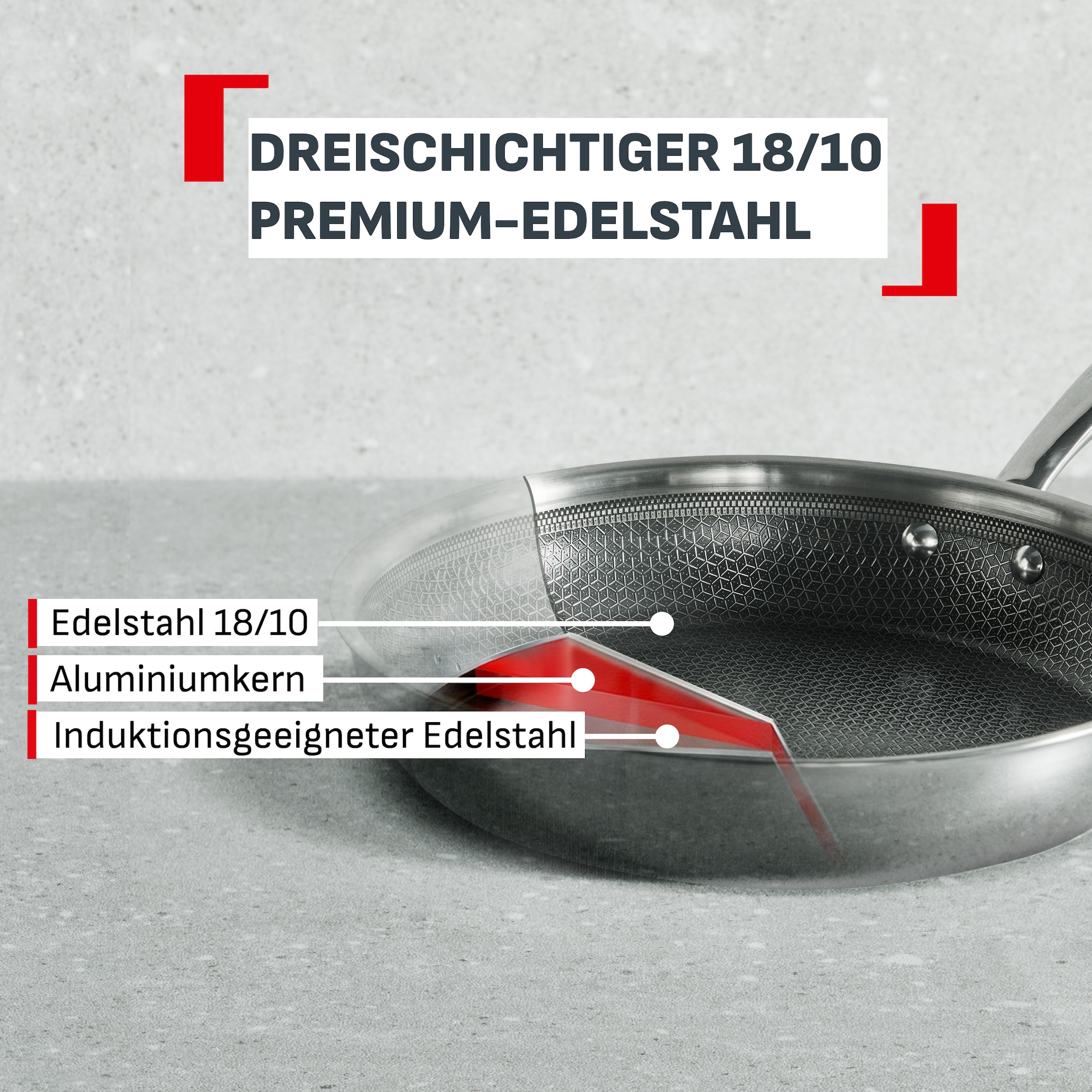 Tefal Pfannen-Set »Master Mesh« Edelstahl 18/10 Set, 2 tlg. HybridMesh-Technologie, ultimatives Anbraten, tiefe Form