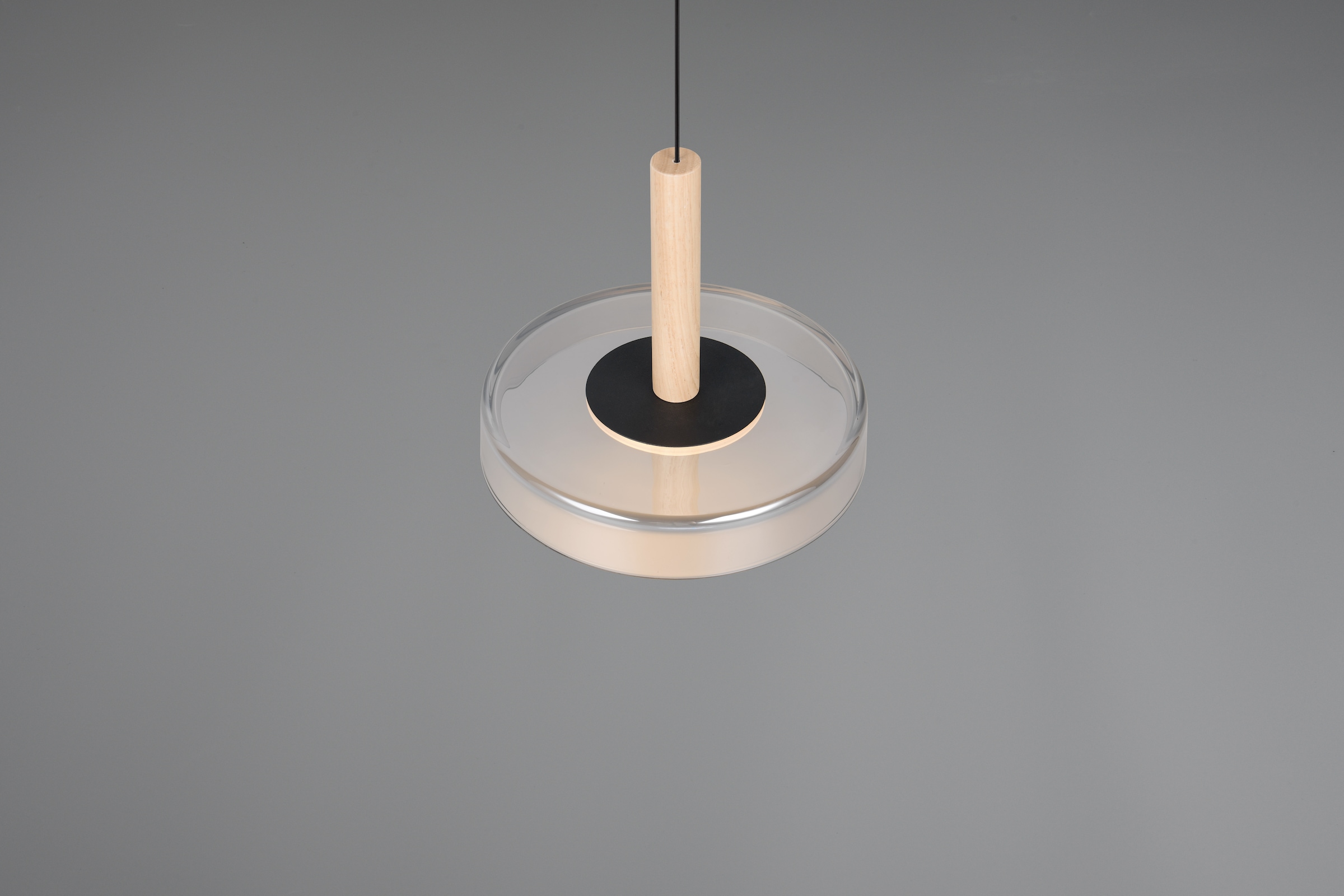 TRIO Leuchten LED Pendelleuchte »CELESTE dimmbare LED Hängelampe aus Metall Glas & Holz, 10W 1100 Lumen« LED-Board 1 Stk. Warmweiß einfach höhenverstellbar von 50-200 cm, Ø 22cm, 3-Stufen Dimmfunktion