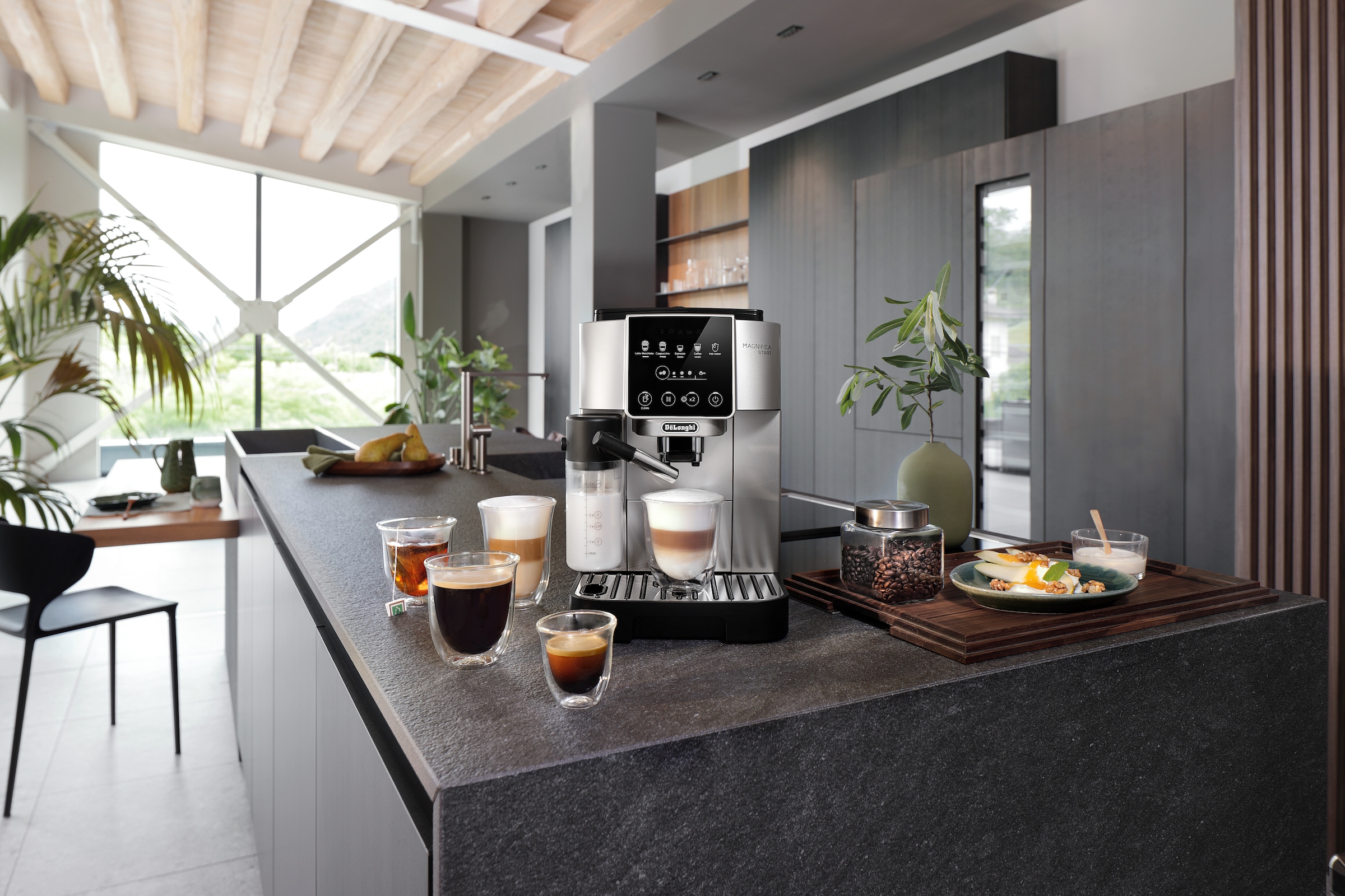 De'Longhi Kaffeevollautomat »Magnifica Start ECAM220.80.SB«, intuitives Bedienfeld mit Soft-Touch-Symbolen, silber-schwarz