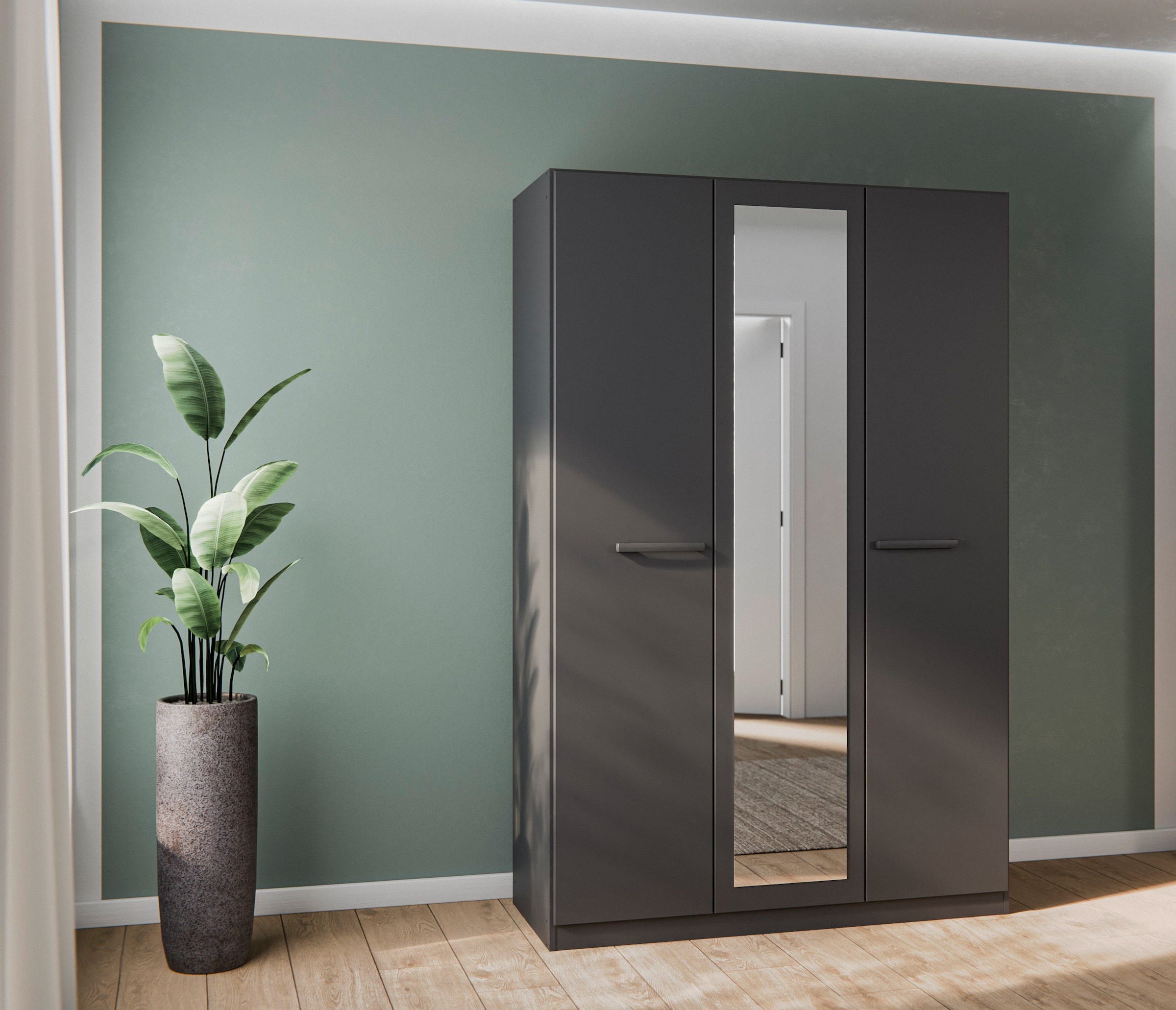 rauch Drehtürenschrank »Kleiderschrank Schrank Garderobe Garderobenschrank Stauraumwunder MODI«, optional mit Spiegel MADE IN GERMANY