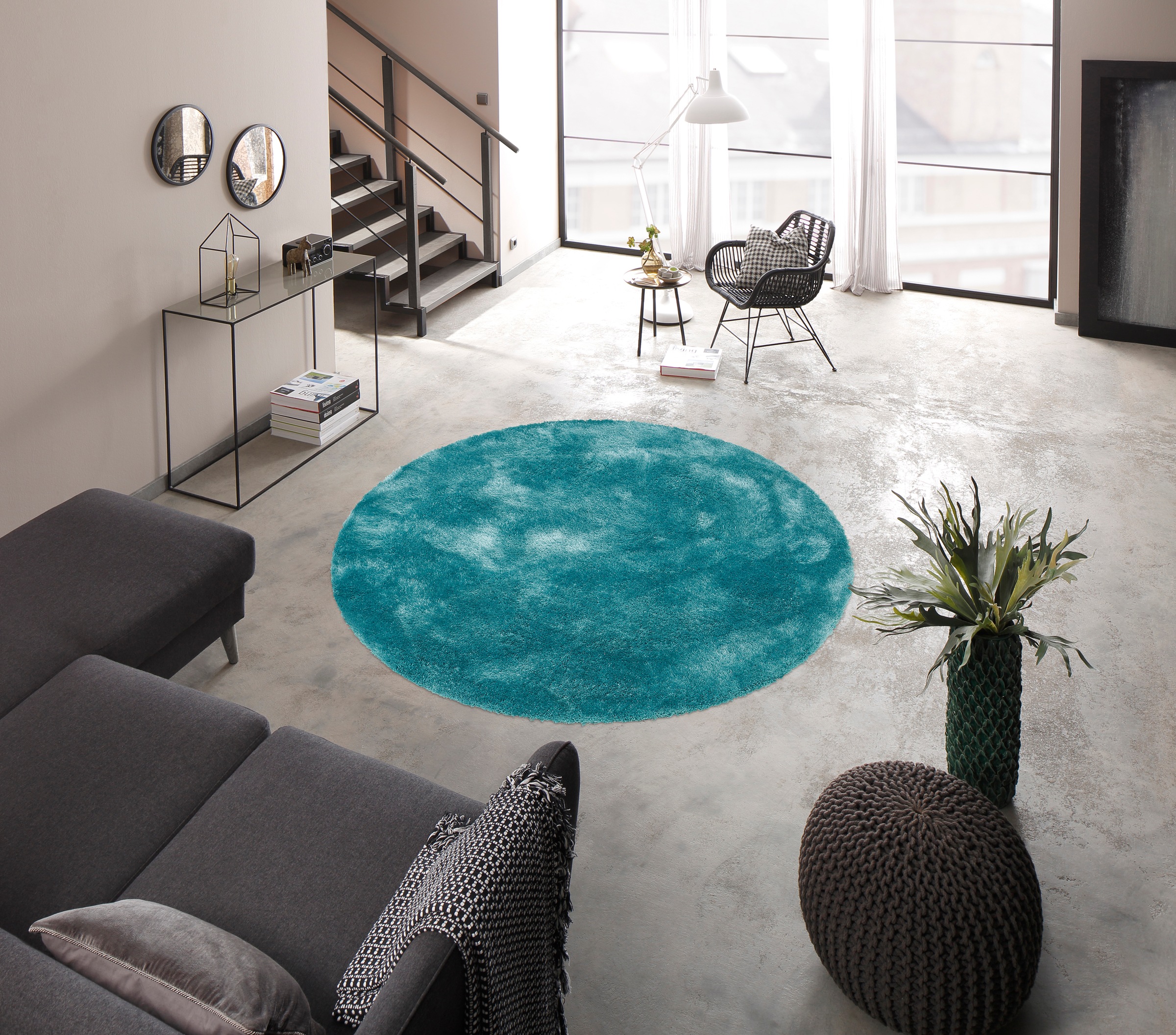 Bruno Banani Hochflor-Teppich »Dana Teppich, Kundenliebling«, rund, 30 mm Höhe, unifarben, Mikrofaser Teppiche, Wohnzimmer, Schlafzimmer, Esszimmer