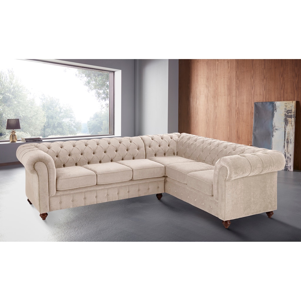 Home affaire Chesterfield-Sofa »Chesterfield Ecksofa, auch in Leder«