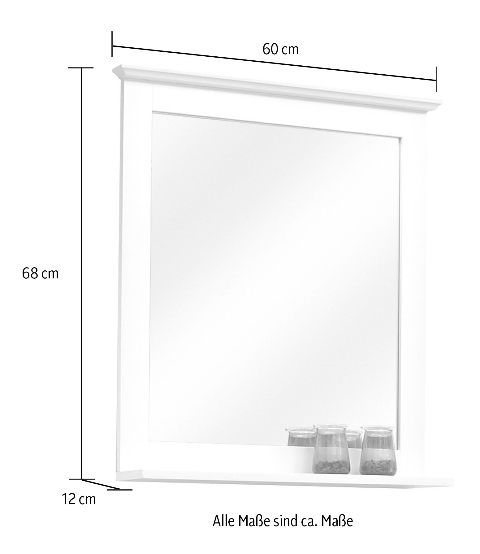 Saphir Badmöbel-Set »Quickset 928 3-teilig, Waschbeckenunterschrank mit Spiegel«, (3 St.), Hochschrank, 4 Türen, Nische, 3 Einlegeböden, Weiß Glanz, Bad-Set