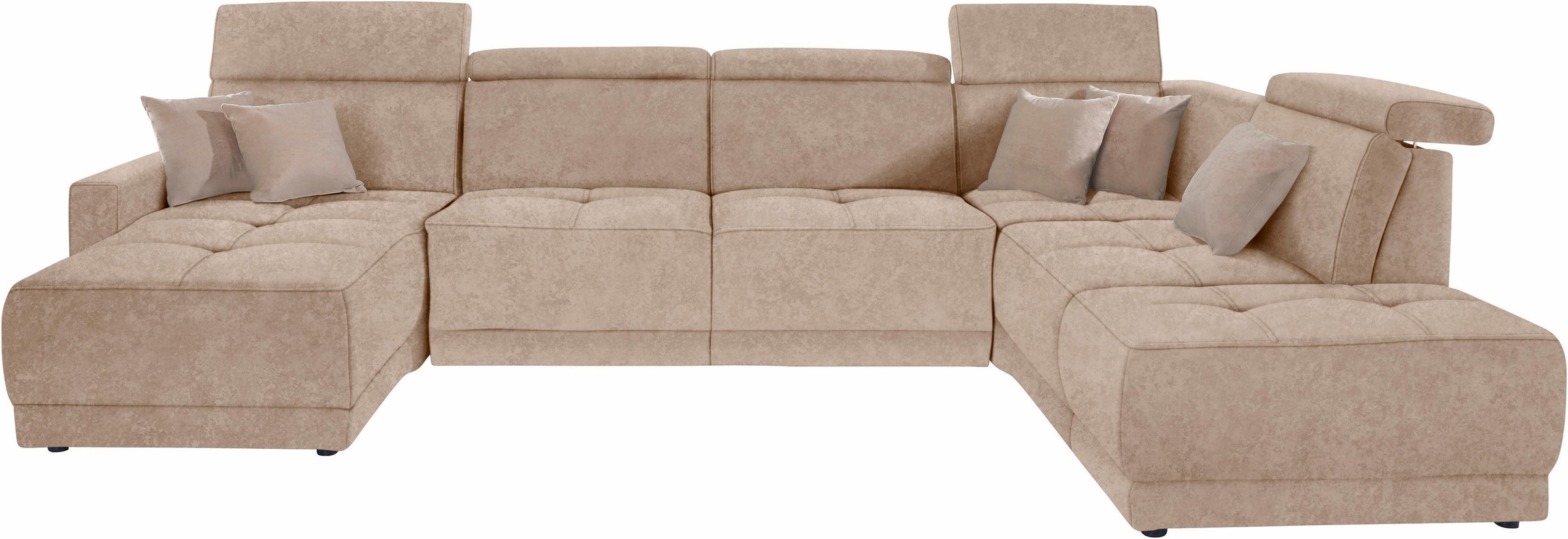 DOMO collection Wohnlandschaft »Ava moderne Sitzheftung mit toller Doppelnaht, komfortabel, U-Form«, mit Federkern, wahlweise mit Kopfteilverstellungen